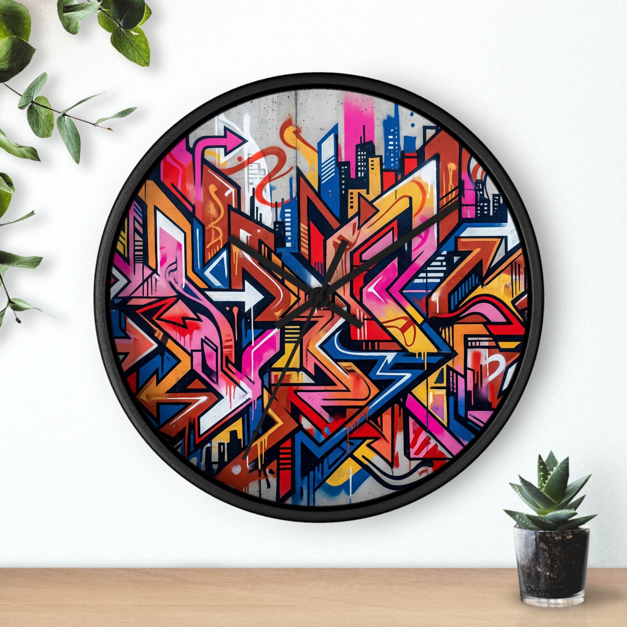 Graffiti Design Wall Clock — Colorful Urban Street Art Timepiece