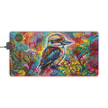 LED Gaming Desk Mat — Colorful Graffiti Kookaburra Design, RGB Large Mouse Pad