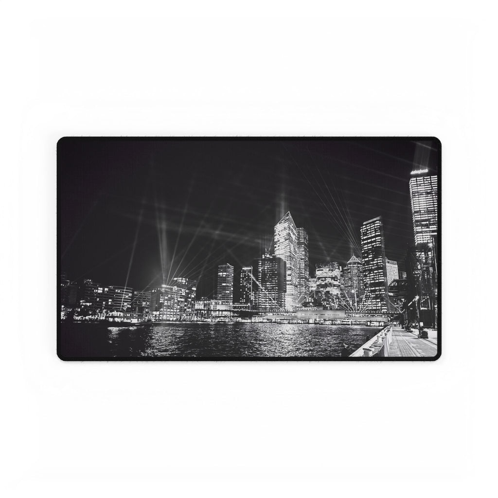 Sydney Cityscape Black & White Desk Mat — Monochrome Skyline Desk Mat