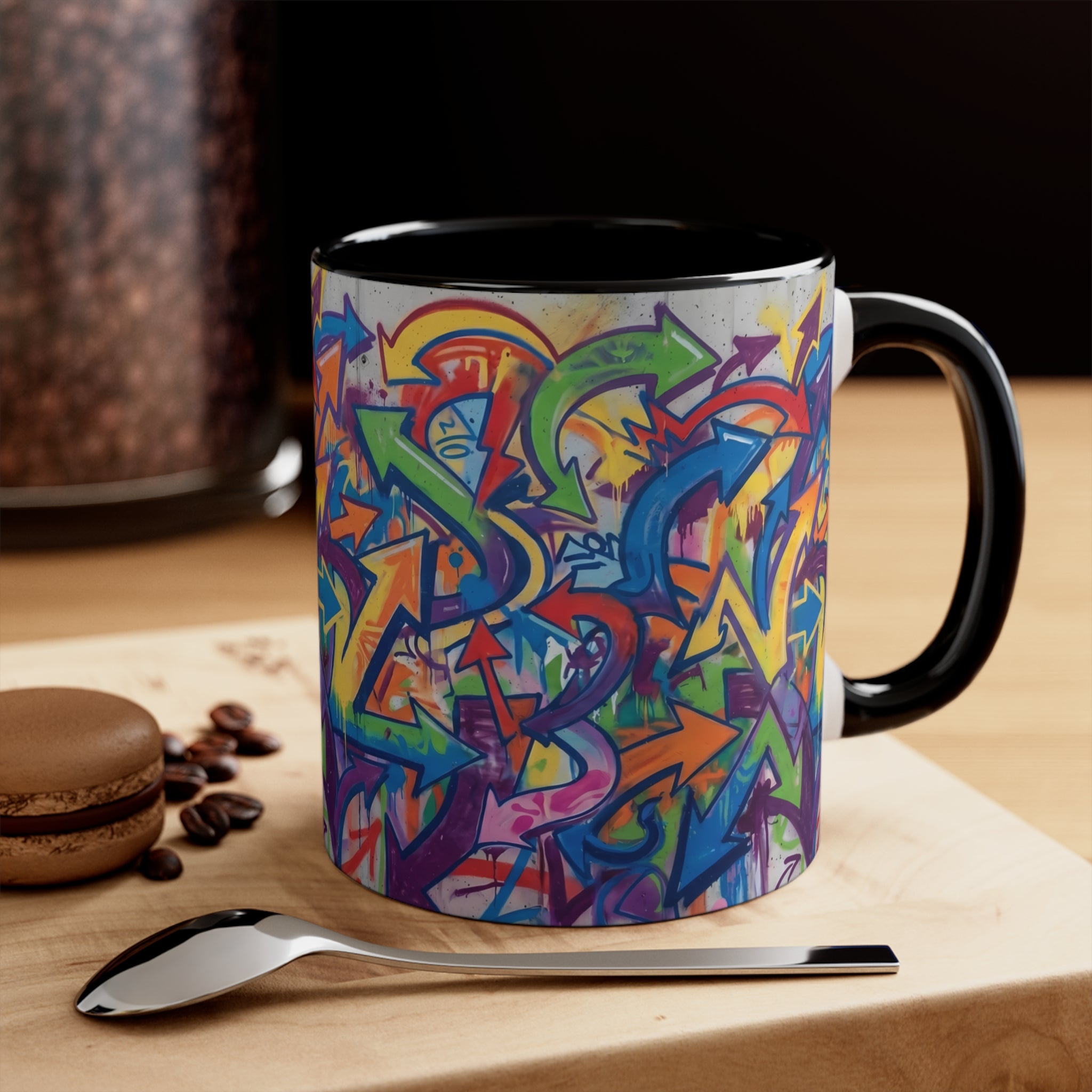 Graffiti Arrows Accent Mug — Colorful Urban Art 11oz