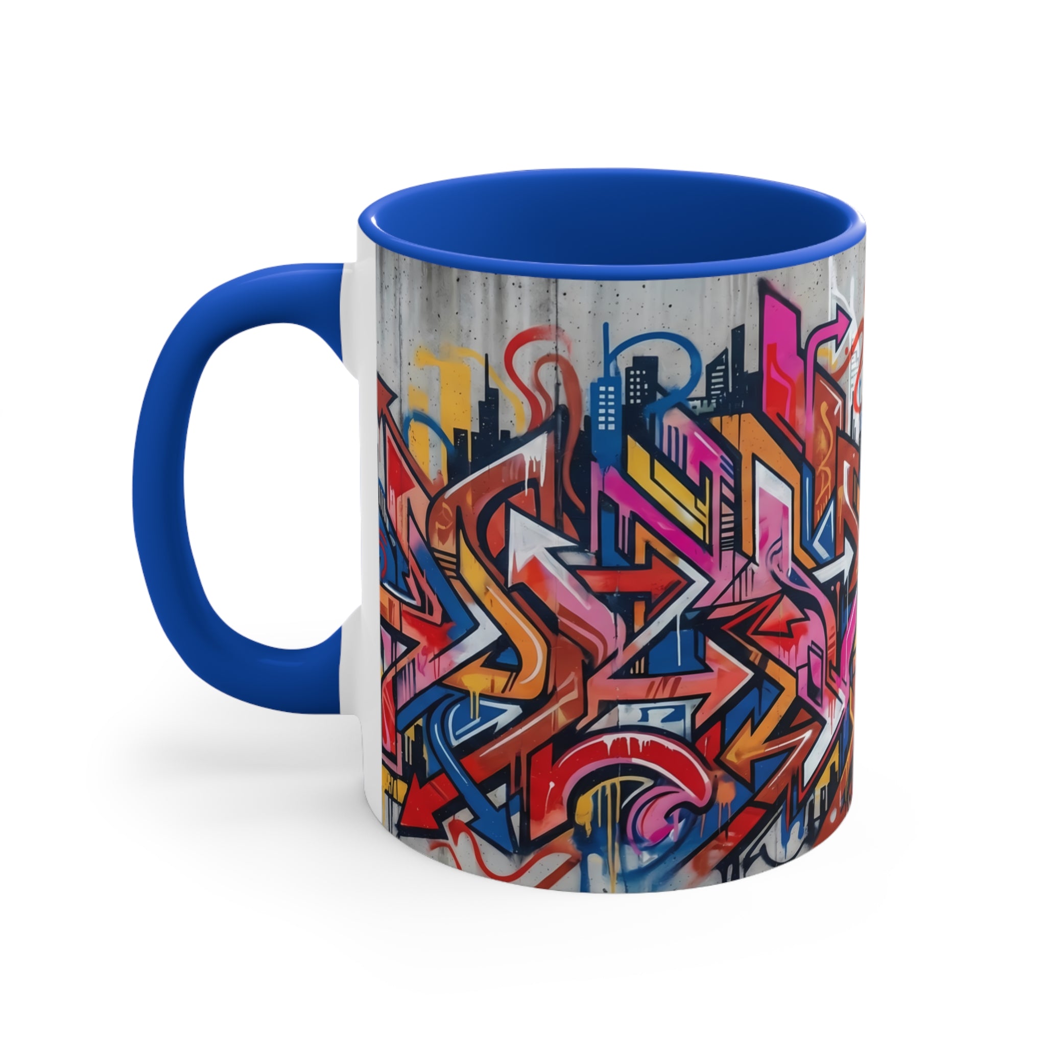 Graffiti Street Art Accent Mug — Colorful Urban Skyline 11oz