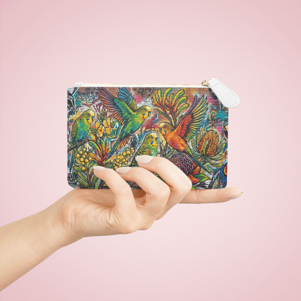 Mini Clutch Bag - Budgie Floral Zip Pouch