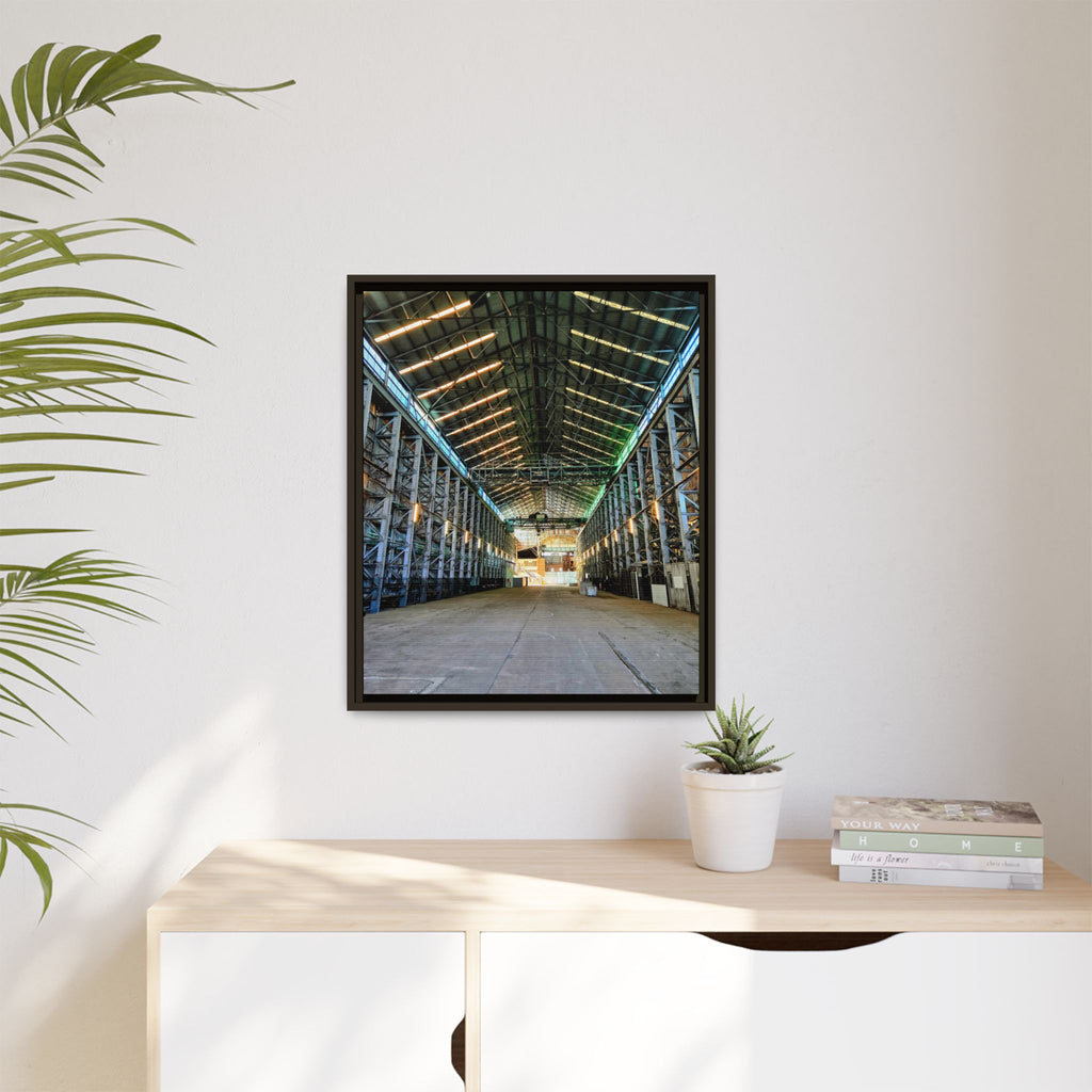 Framed Matte Canvas Manufacturing Warehouse — Industrial Wall Art