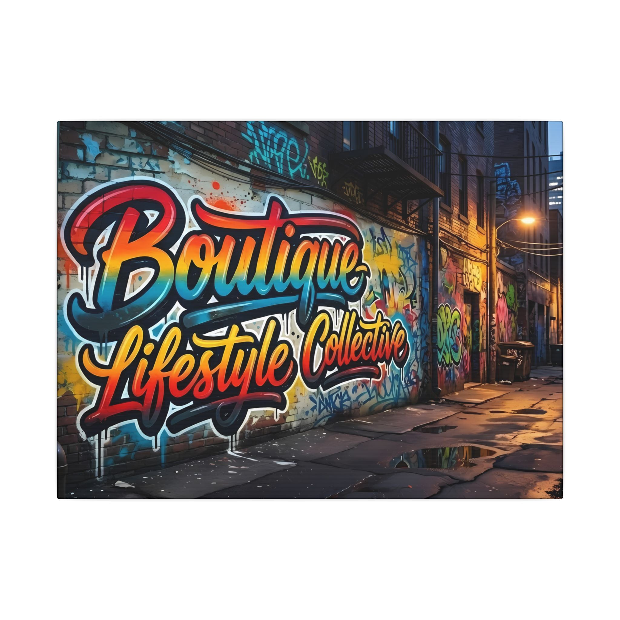 Classic Canvas Graffiti Art 'Boutique Lifestyle Collective'  Urban Wall Art