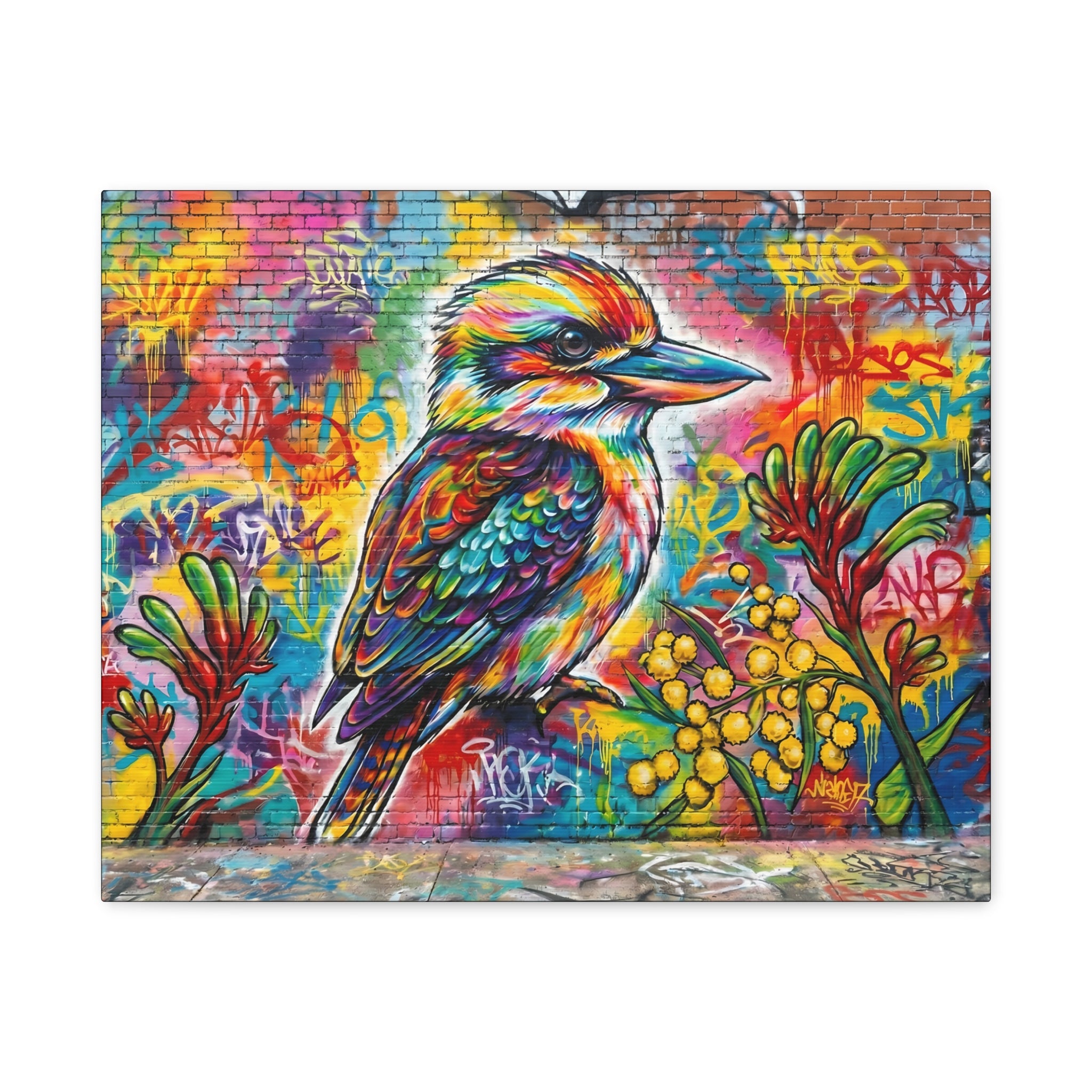 Graffiti Art Kookaburra Matte Canvas Stretched 1.25"
