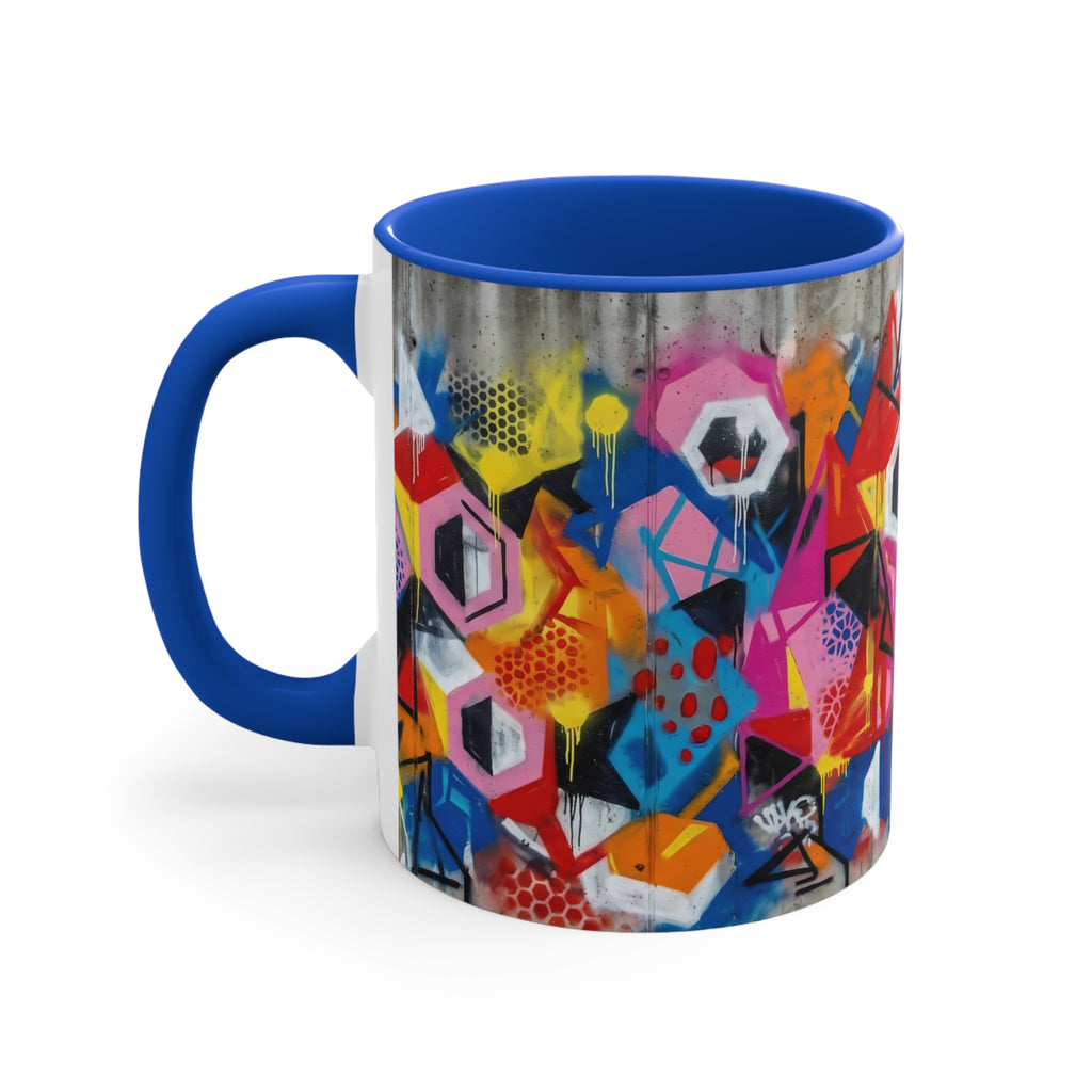 Colorful Geometric Accent Mug — 11oz Vibrant Abstract Coffee Cup