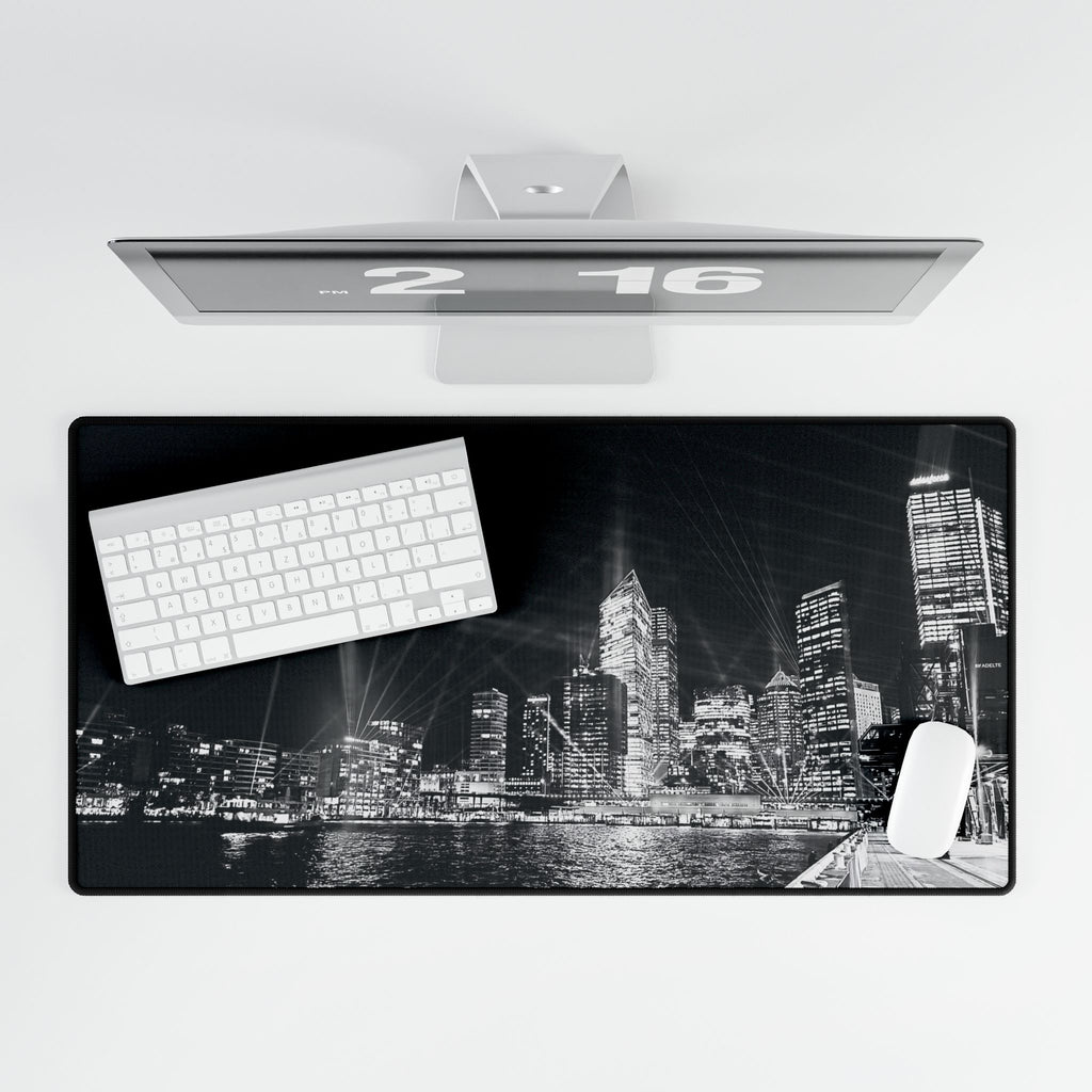 Sydney Cityscape Black & White Desk Mat — Monochrome Skyline Desk Mat