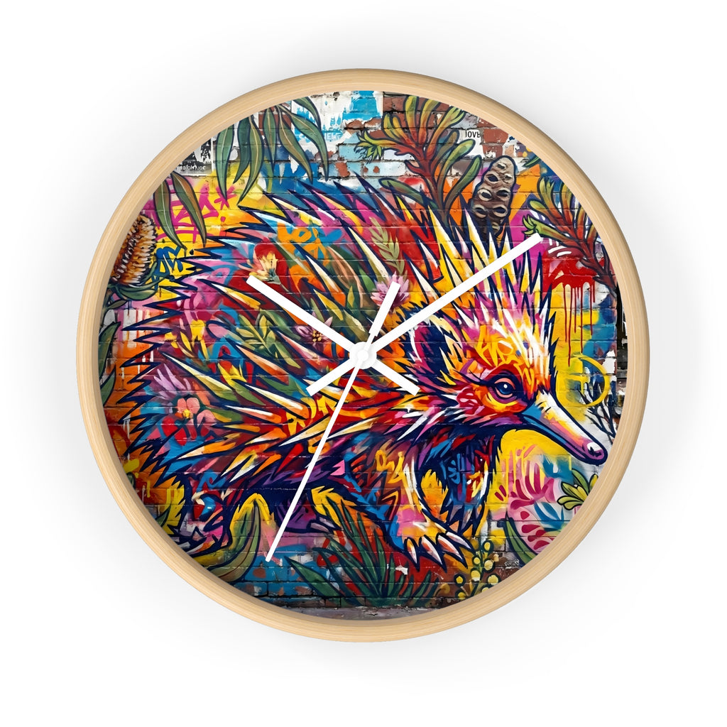 Echidna Graffiti Wall Clock — Urban Street Art Timepiece