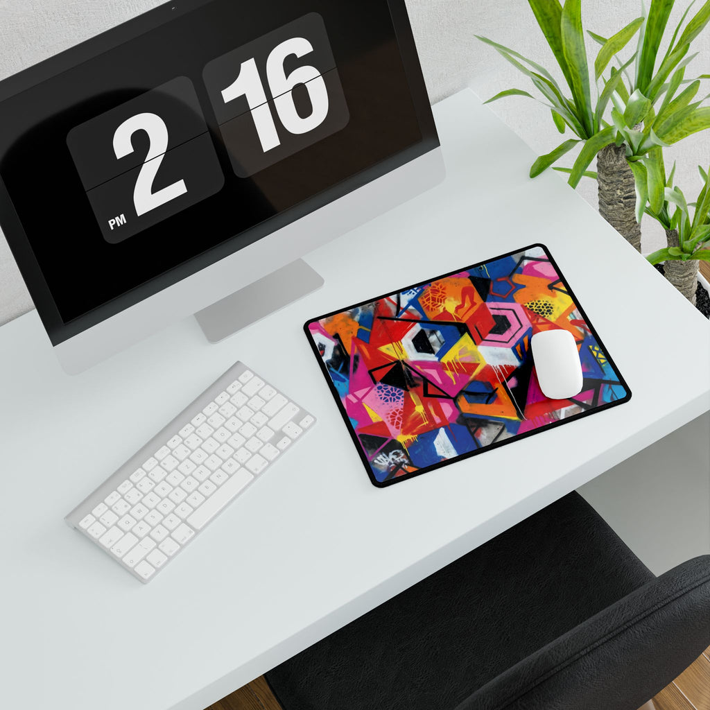 Graffiti Geometry Desk Mat — Colorful Urban Art Mouse Pad