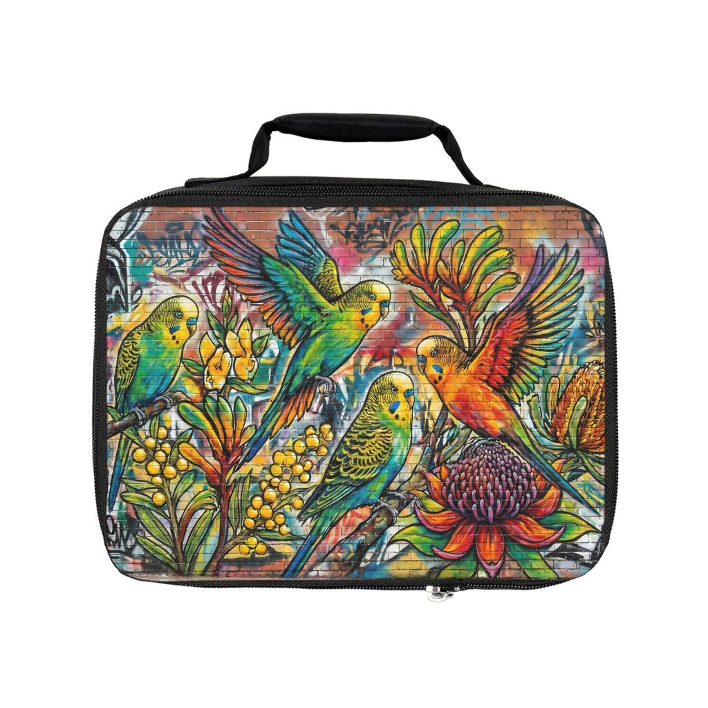 Vibrant Budgerigar Lunch Bag — Colorful Nature Design