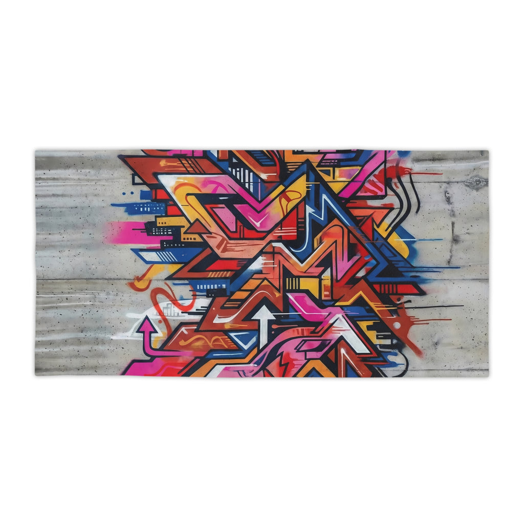 Graffiti Art Beach Towel — Vibrant Concrete-Background Design