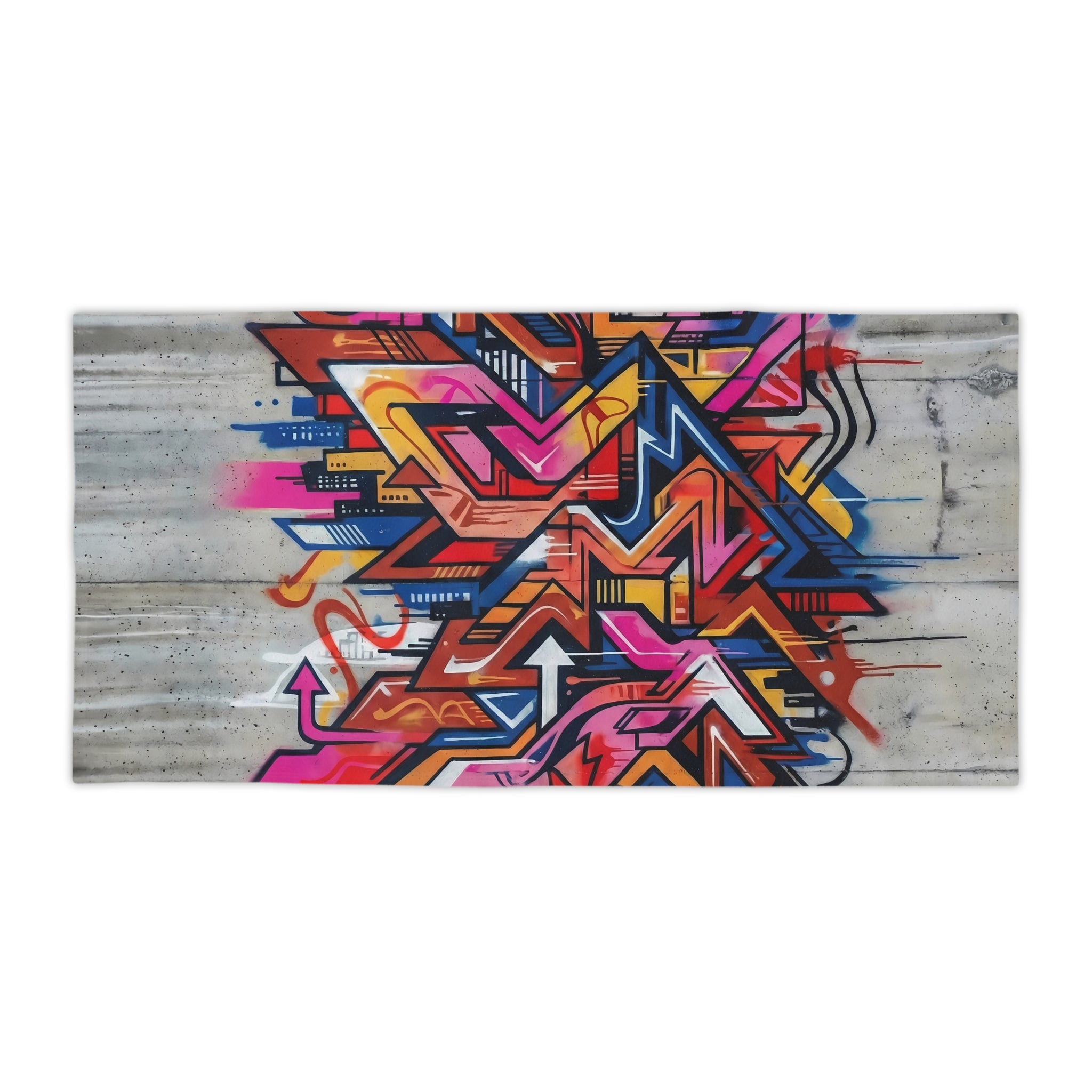 Graffiti Art Beach Towel — Vibrant Concrete-Background Design