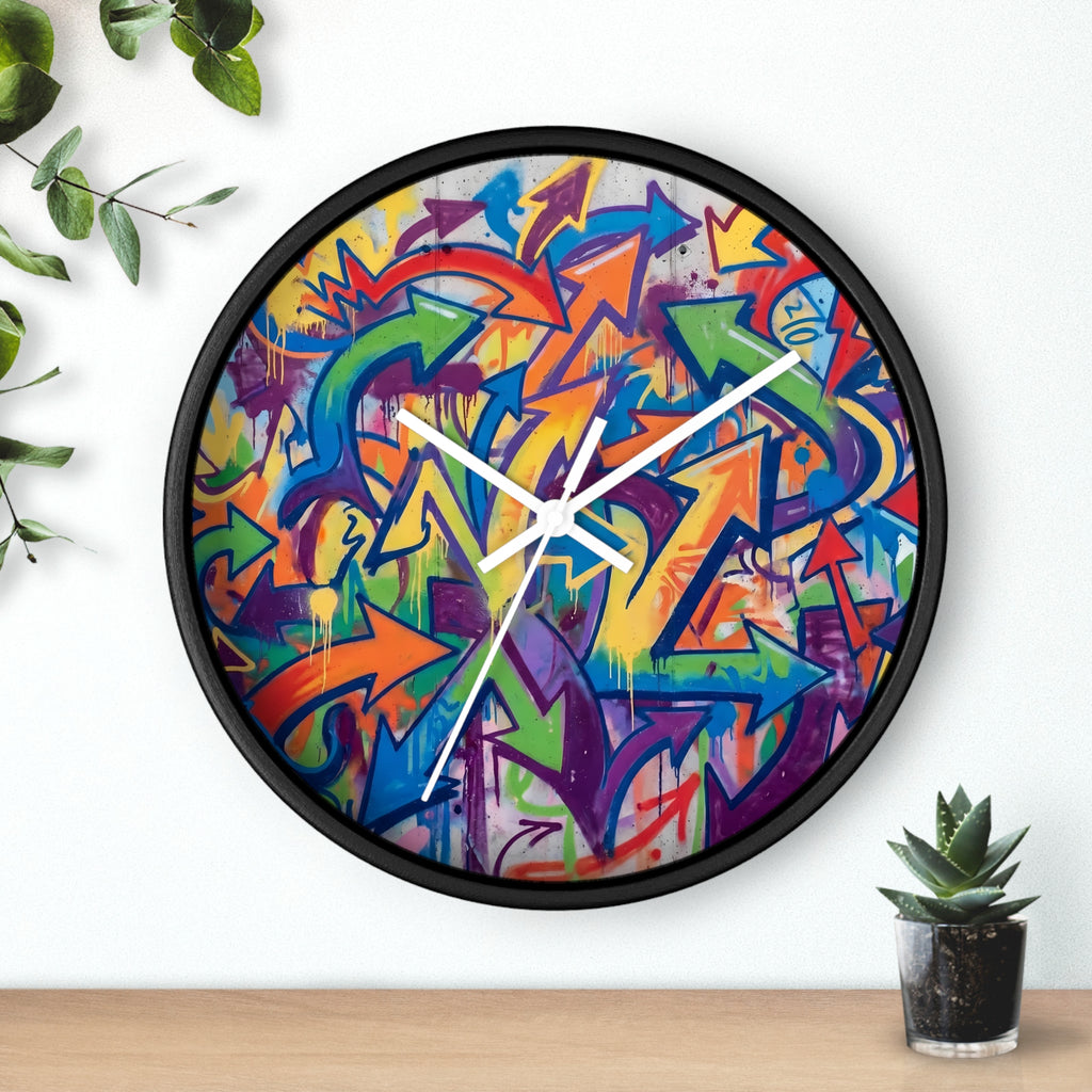 Graffiti Wall Clock — Colorful Urban Street Art Timepiece