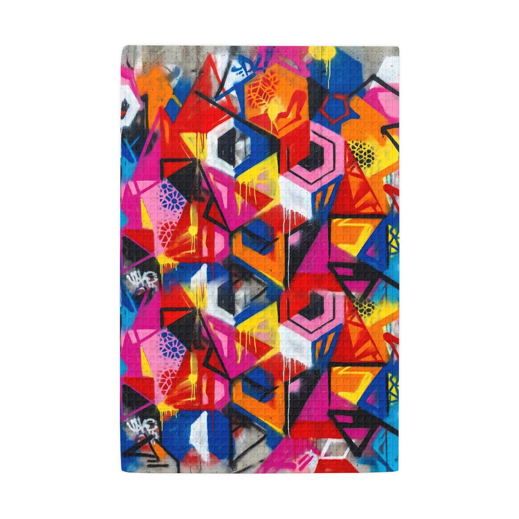 Waffle Weave Vibrant Graffiti Kitchen Tea Towel— Colorful Waffle Weave Hand Towel