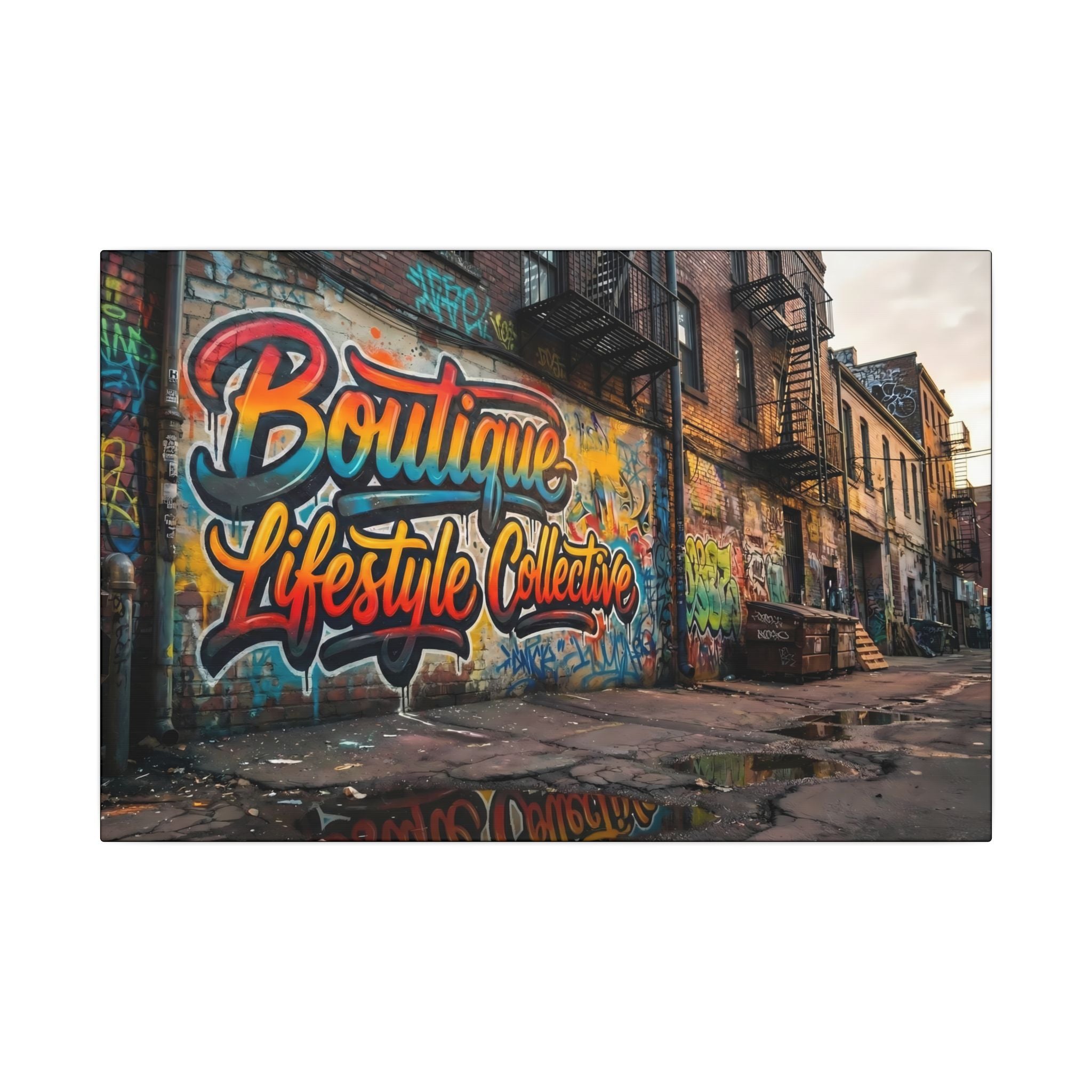 Classic Canvas Graffiti Art 'Boutique Lifestyle Collective'  Urban Wall Art