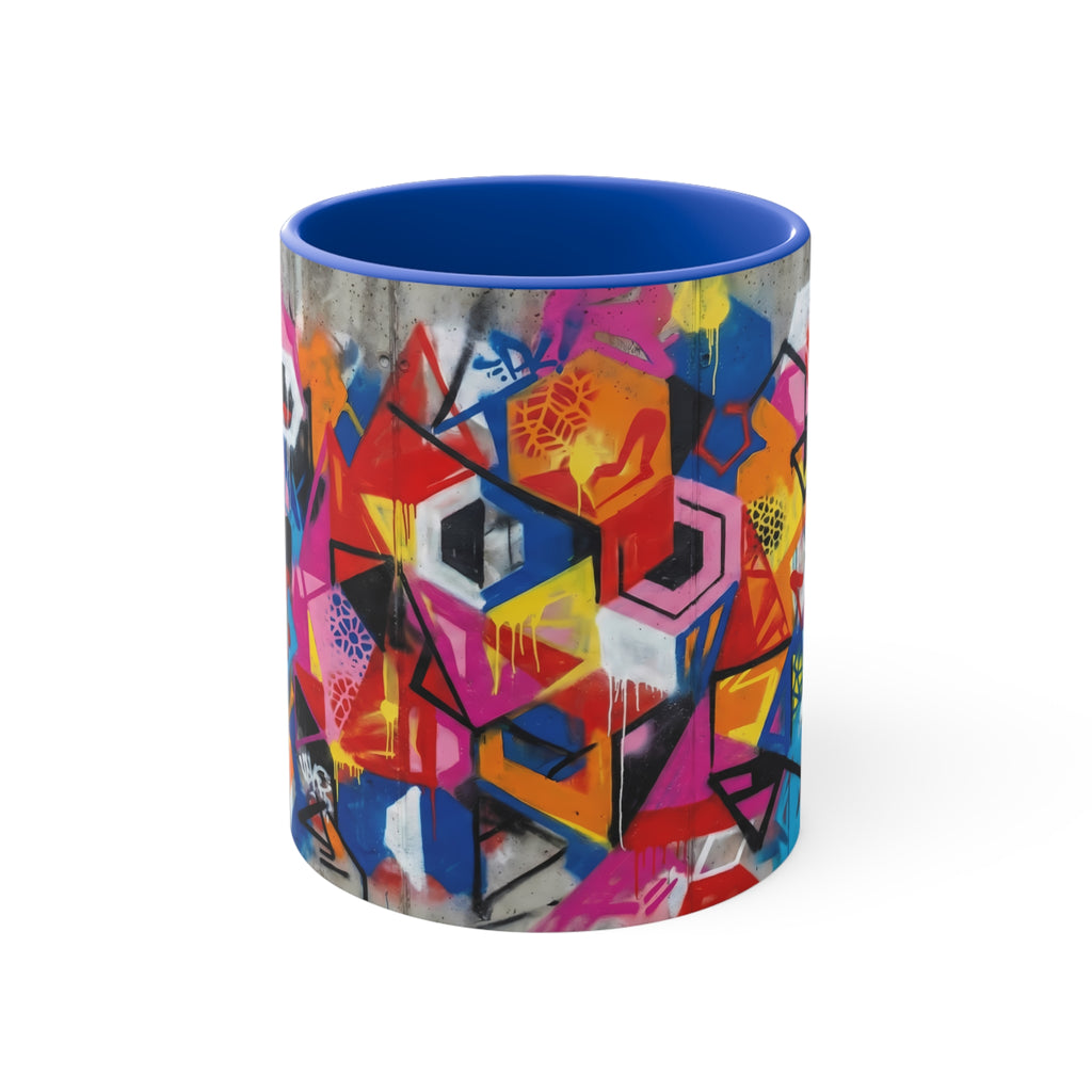 Colorful Geometric Accent Mug — 11oz Vibrant Abstract Coffee Cup