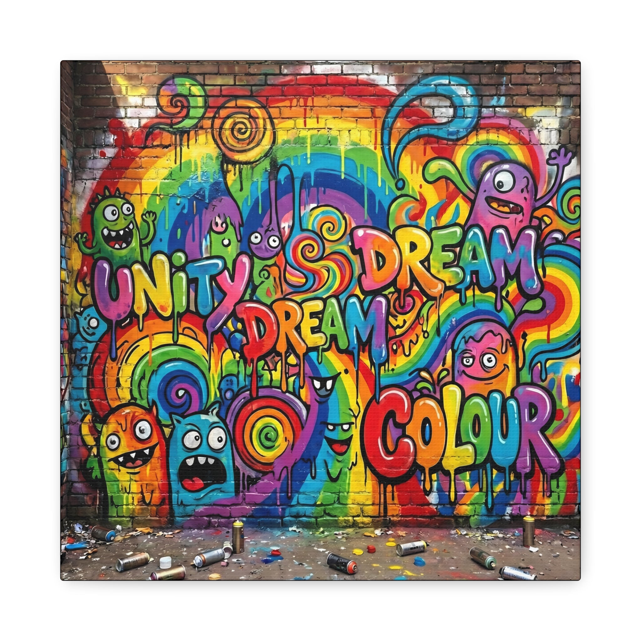 Rainbow Graffiti Canvas Wall Art - "Unity Dream Colour" Matte Stretched Print