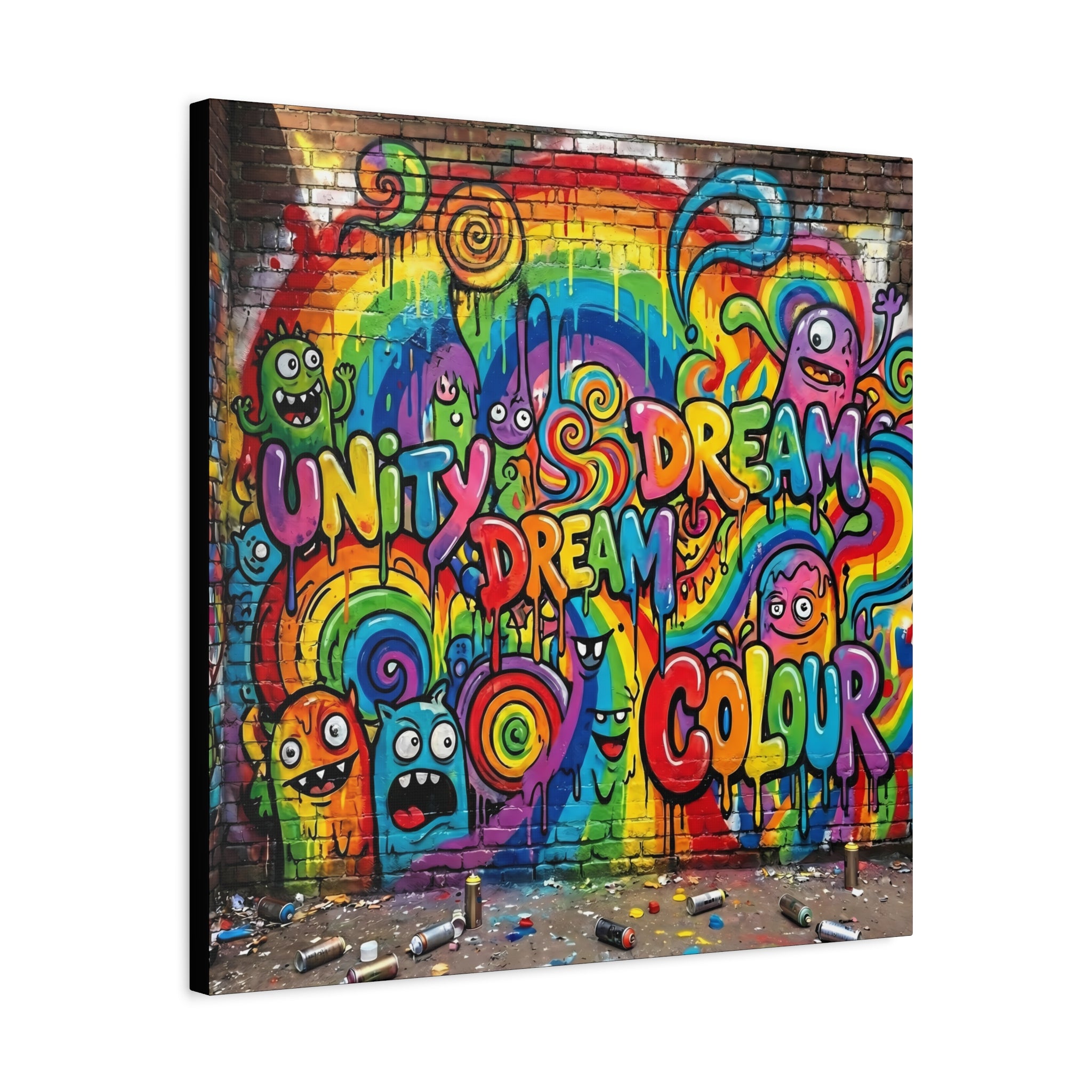 Rainbow Graffiti Canvas Wall Art - "Unity Dream Colour" Matte Stretched Print