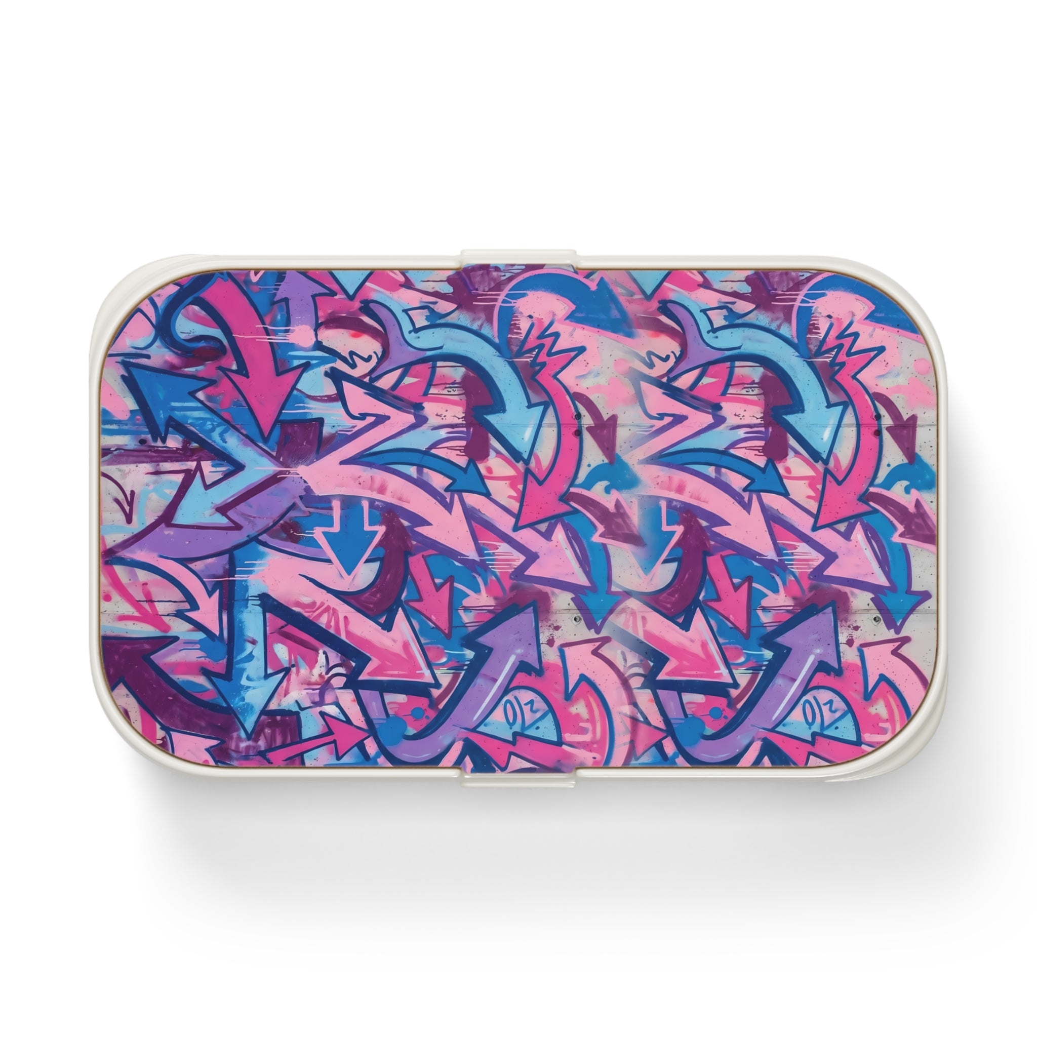 Graffiti Arrow Bento Lunch Box — Pink & Blue Urban Street Art Design