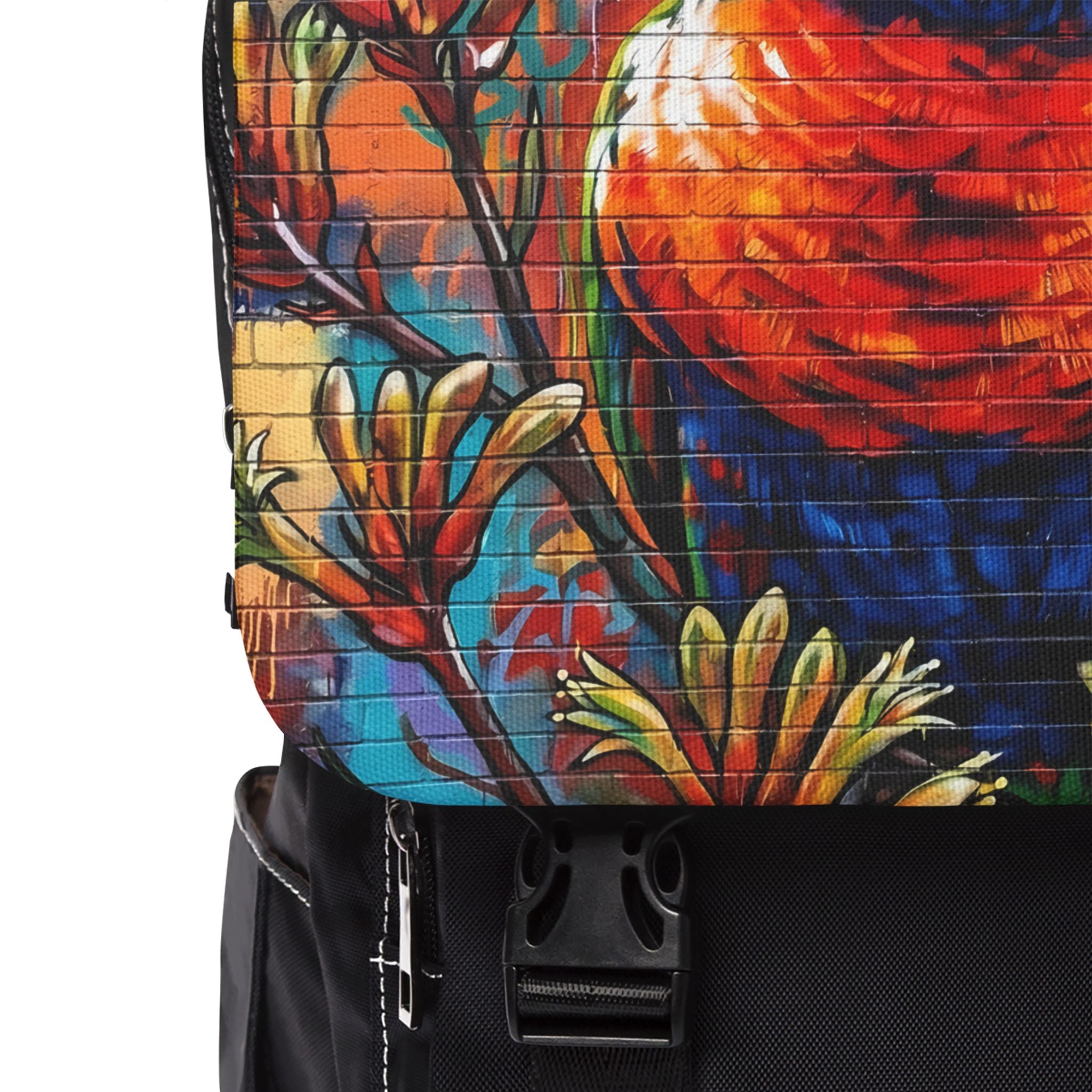 Rainbow Lorikeet Graffiti Backpack | Urban Bird Art Shoulder Backpack
