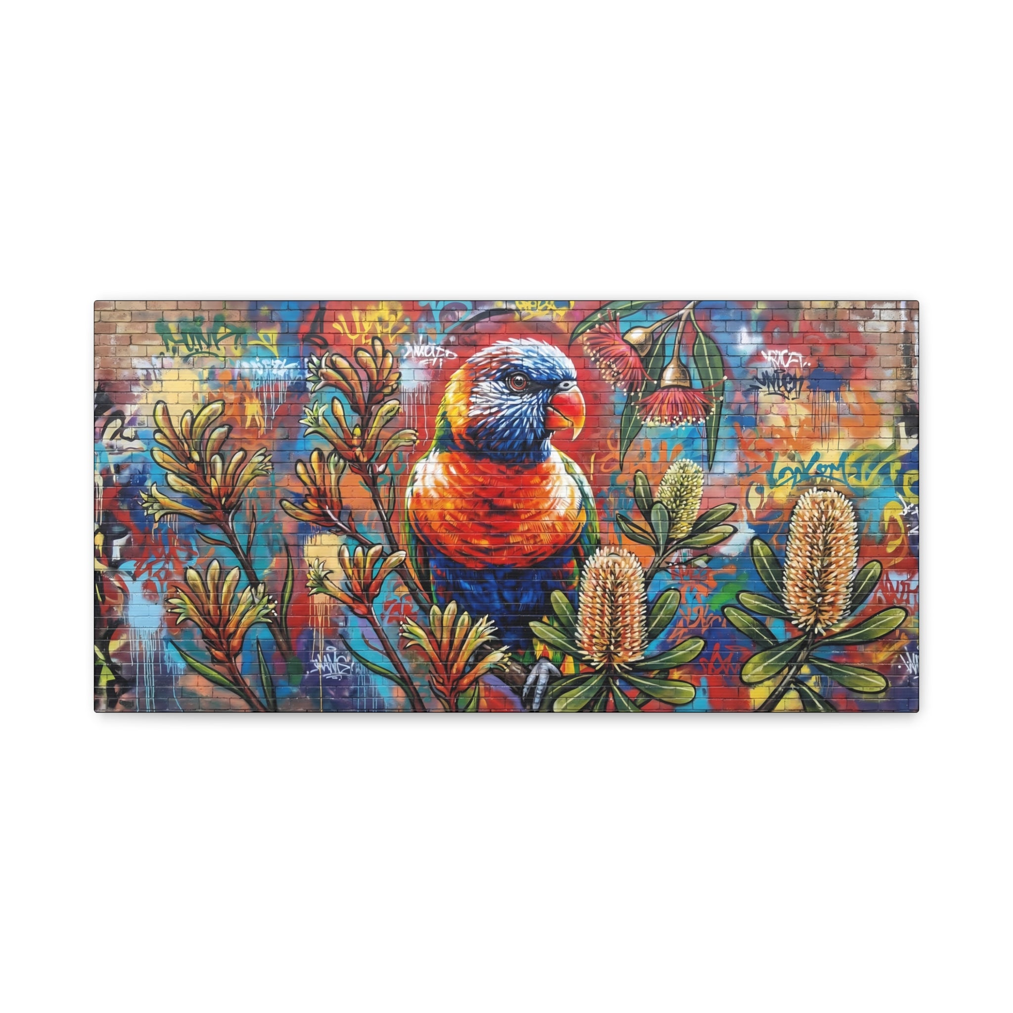 Rainbow Lorikeet Graffiti Canvas Print — Urban Bird Wall Art