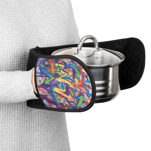 Colorful Abstract Oven Mitts - Double-Handled Pot Holder for Kitchen & Baking