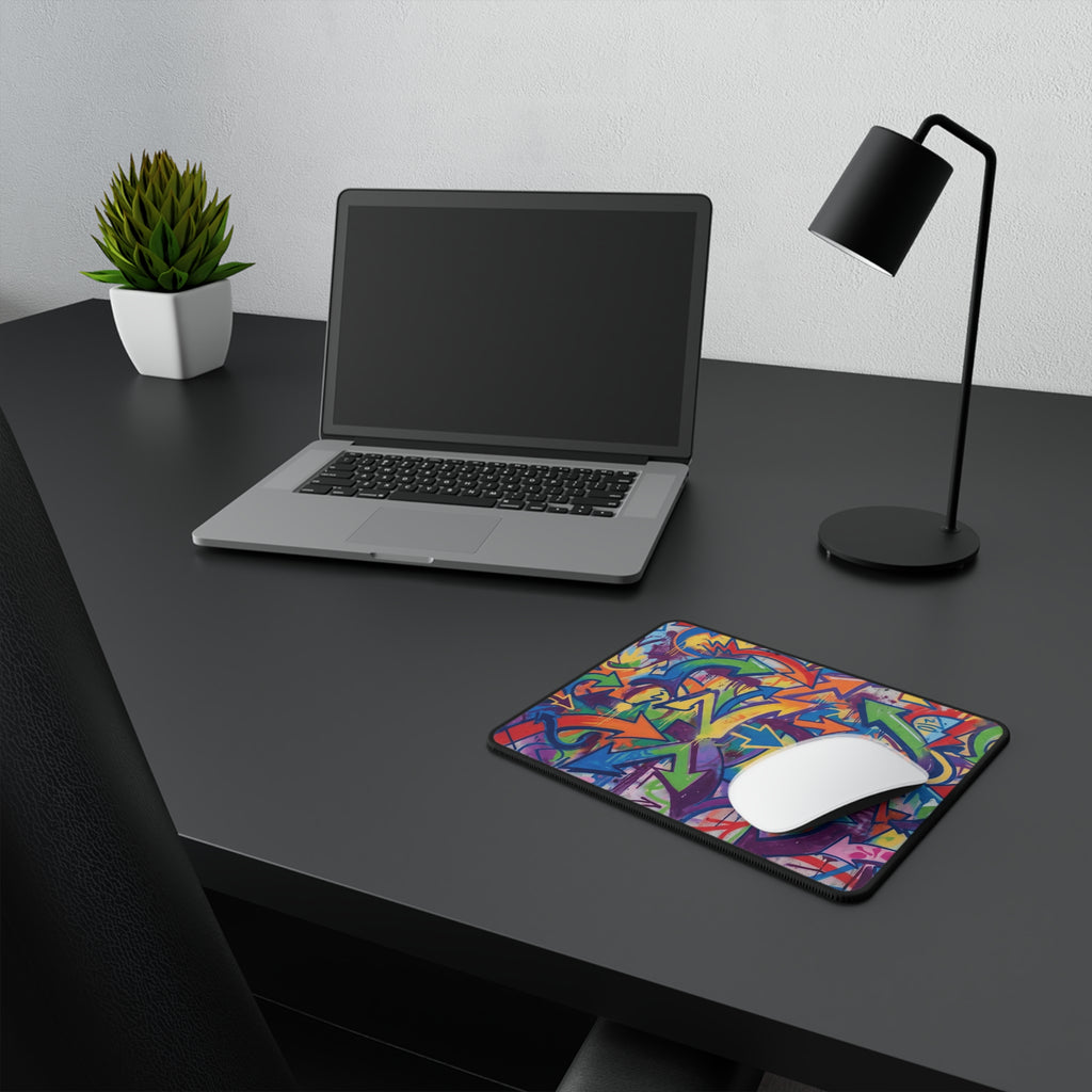 Graffiti Arrows Non‑Slip Gaming Mouse Pad — Colorful Street Art Desk Mat