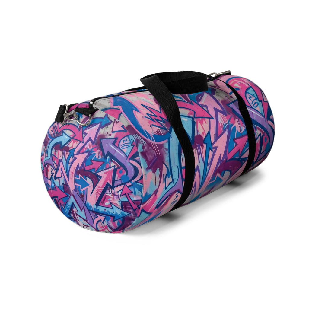 Pink & Blue Graffiti Duffel Bag — Urban Street Art Travel Gym Bag