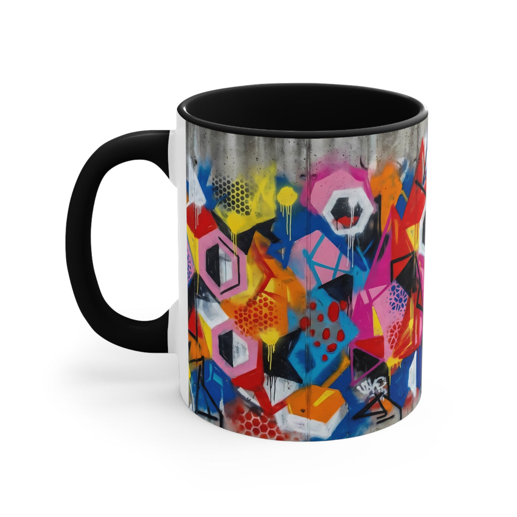 Colorful Geometric Accent Mug — 11oz Vibrant Abstract Coffee Cup