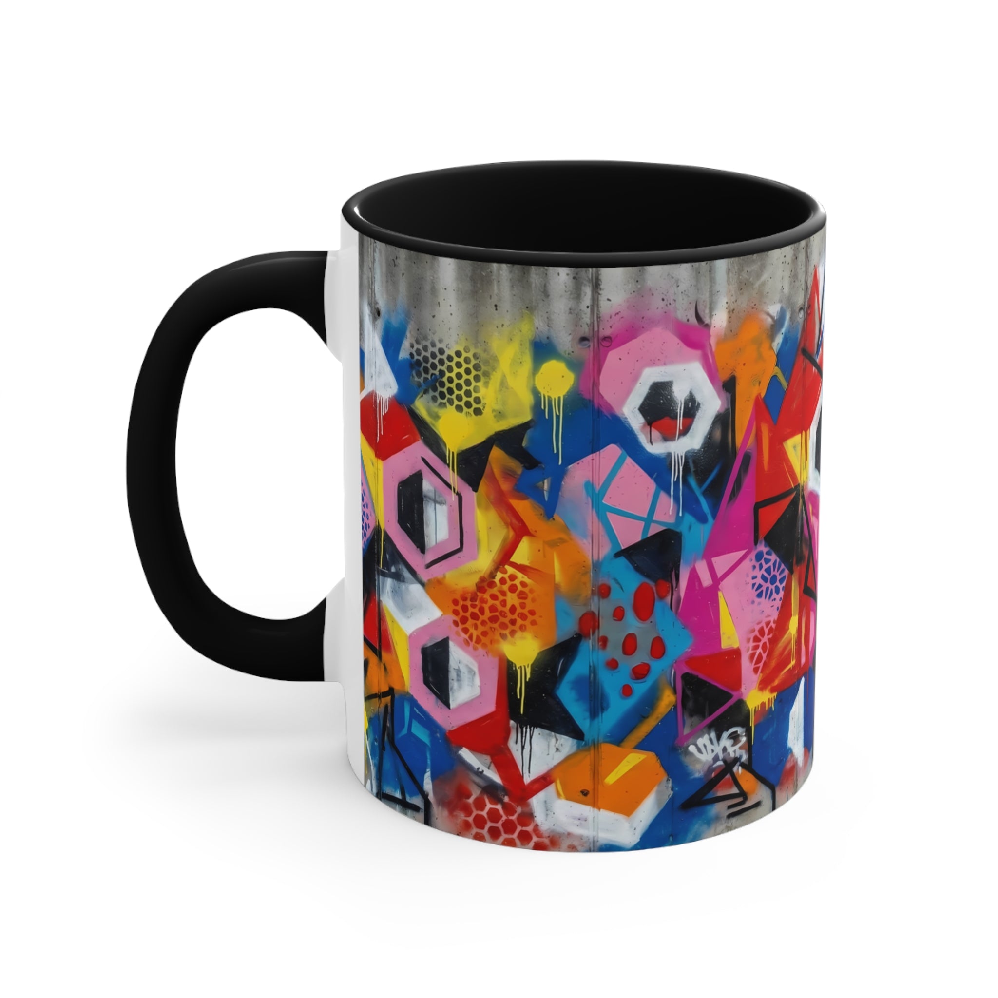 Colorful Geometric Accent Mug — 11oz Vibrant Abstract Coffee Cup