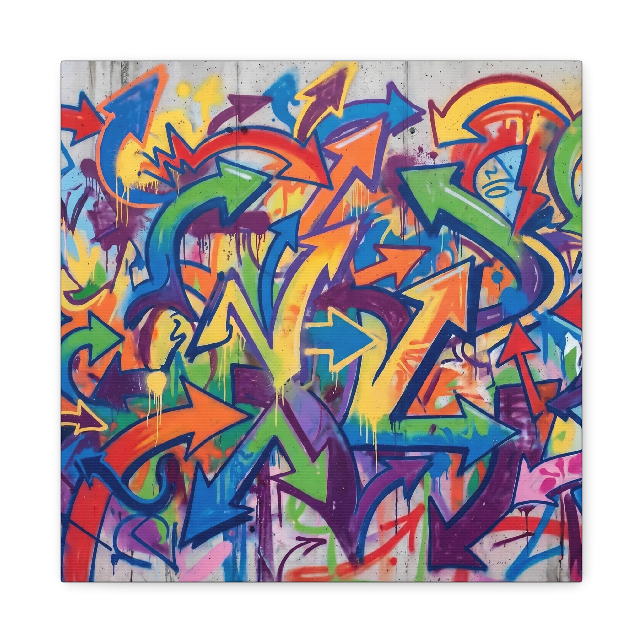 Abstract Arrow Graffiti Canvas Print — Colorful Urban Street Art Wall Decor