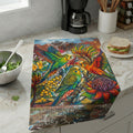 Waffle Weave Colorful Budgerigar Kitchen Tea Towel