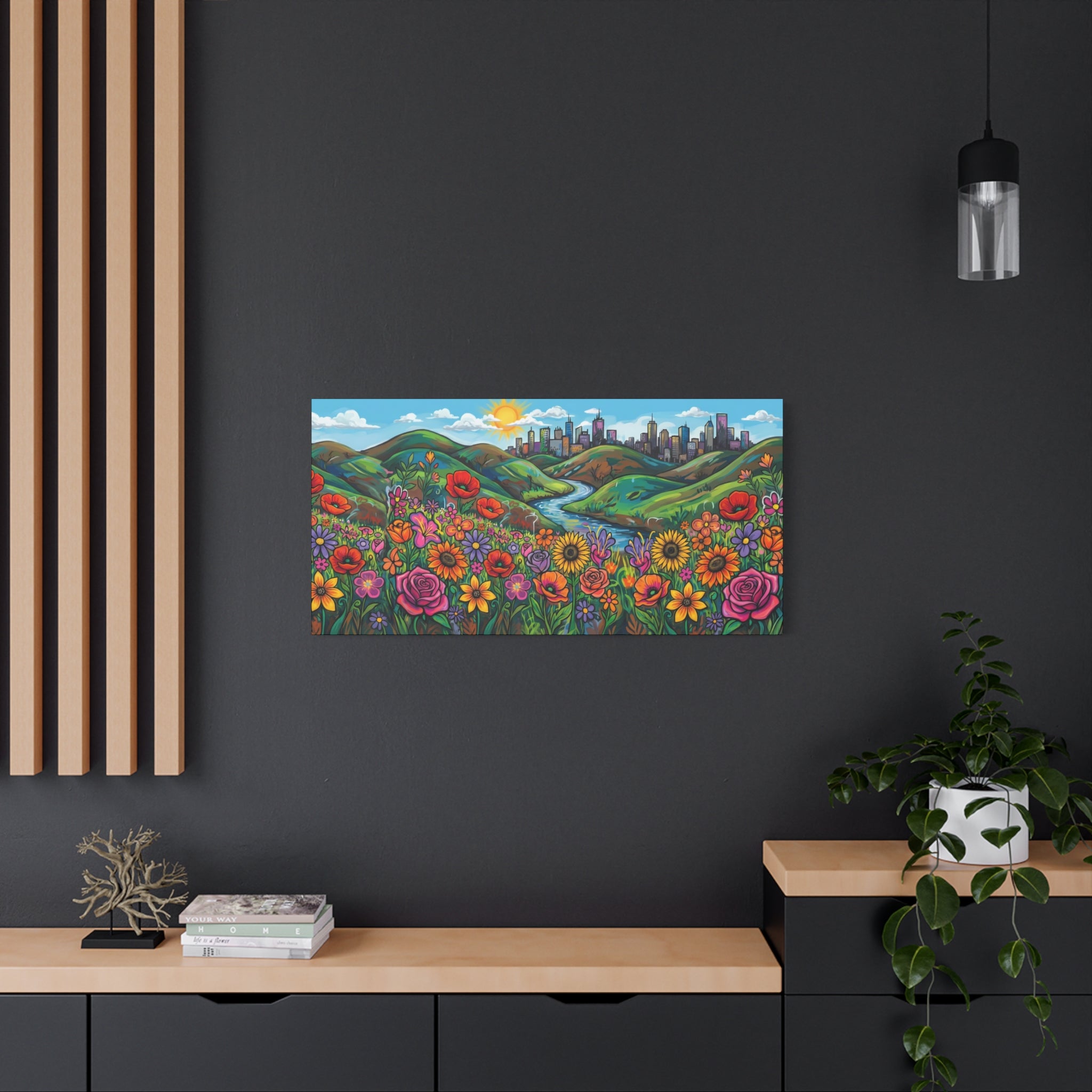 Sunlit Wildflower Valley Canvas Wall Art