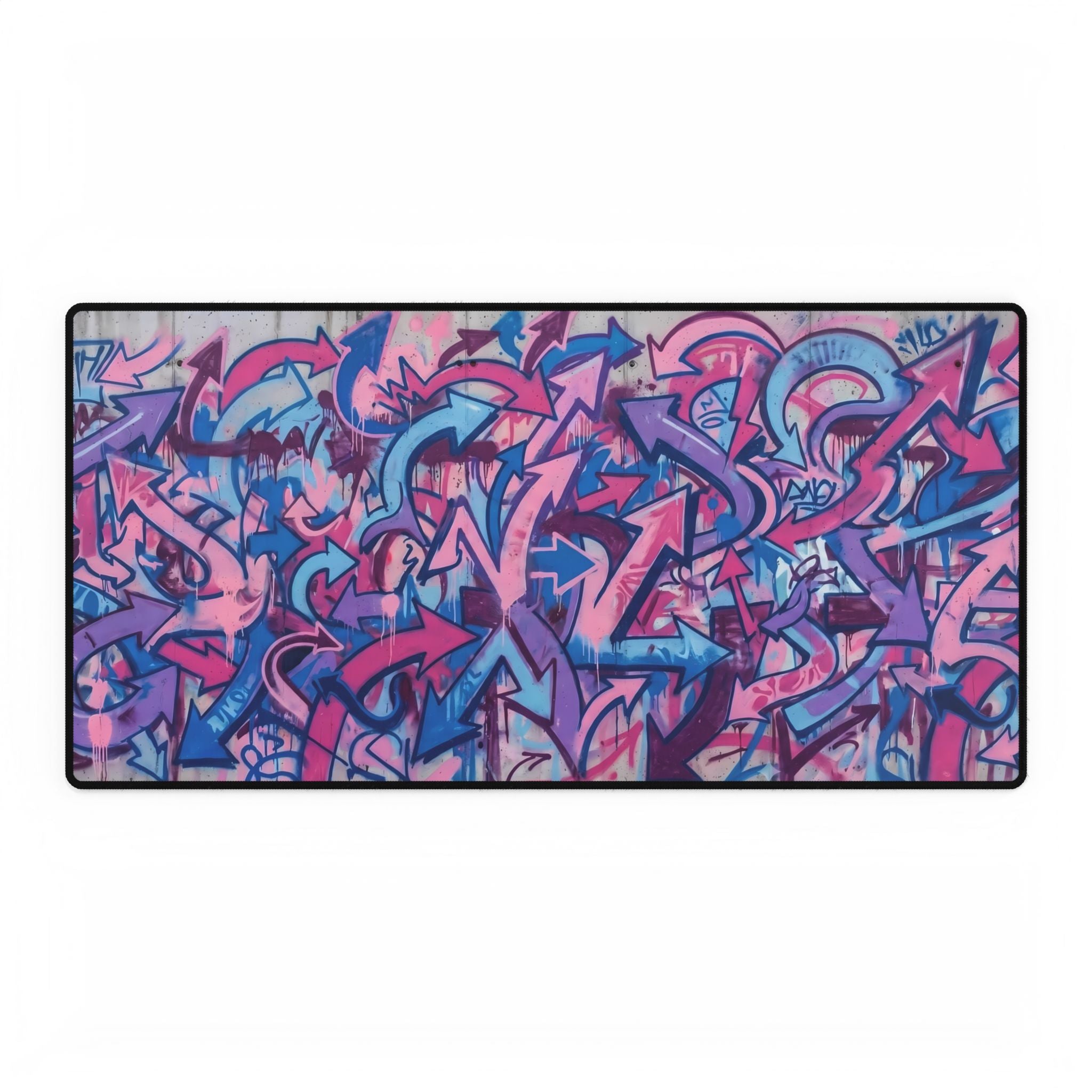Graffiti Arrow Desk Mat — Pink & Purple Street Art Gaming Mouse Pad