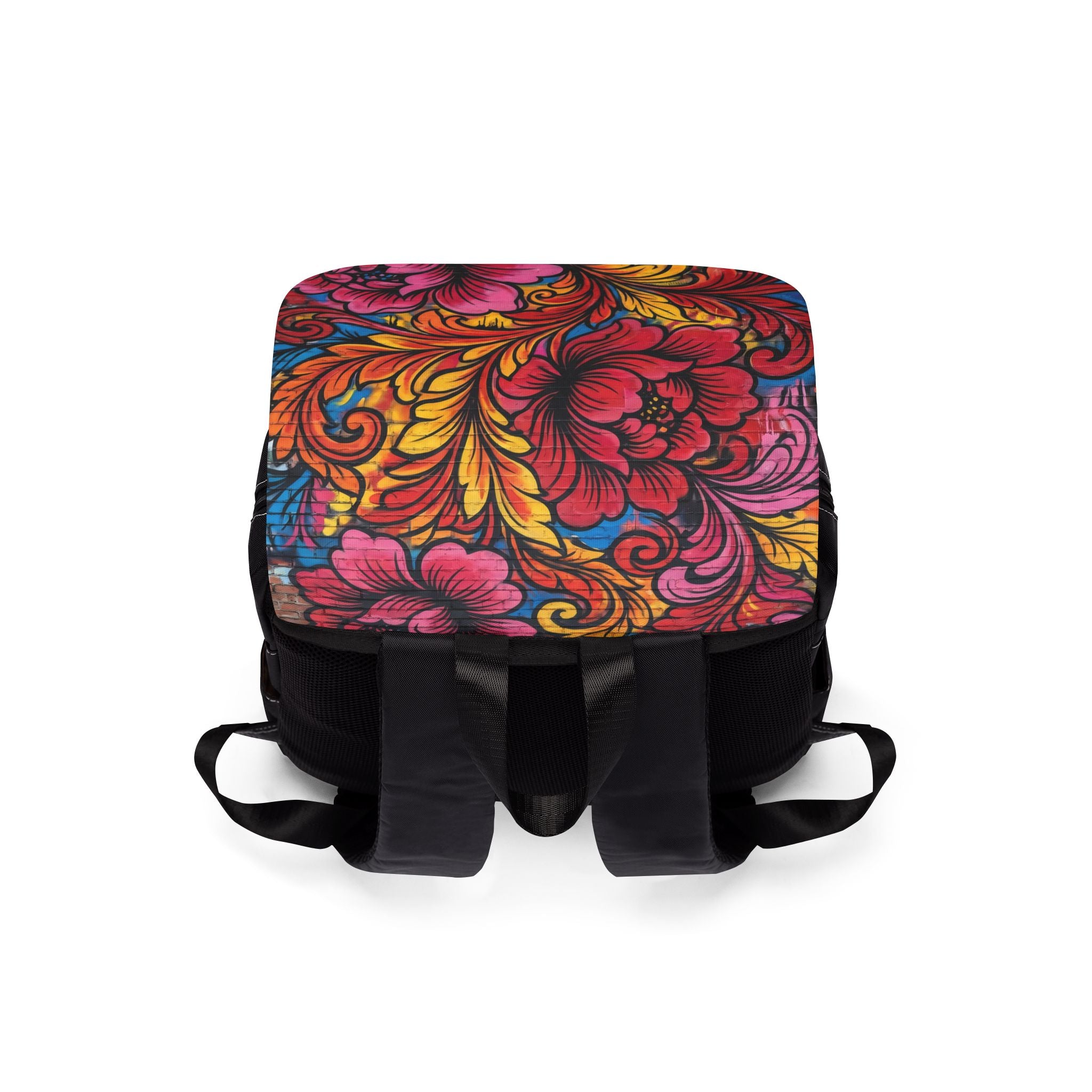 Floral Boho Backpack — Colorful Hand-Painted Flower Shoulder Bag