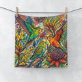 Face Towel — Colourful Budgerigar Floral Hand Towel