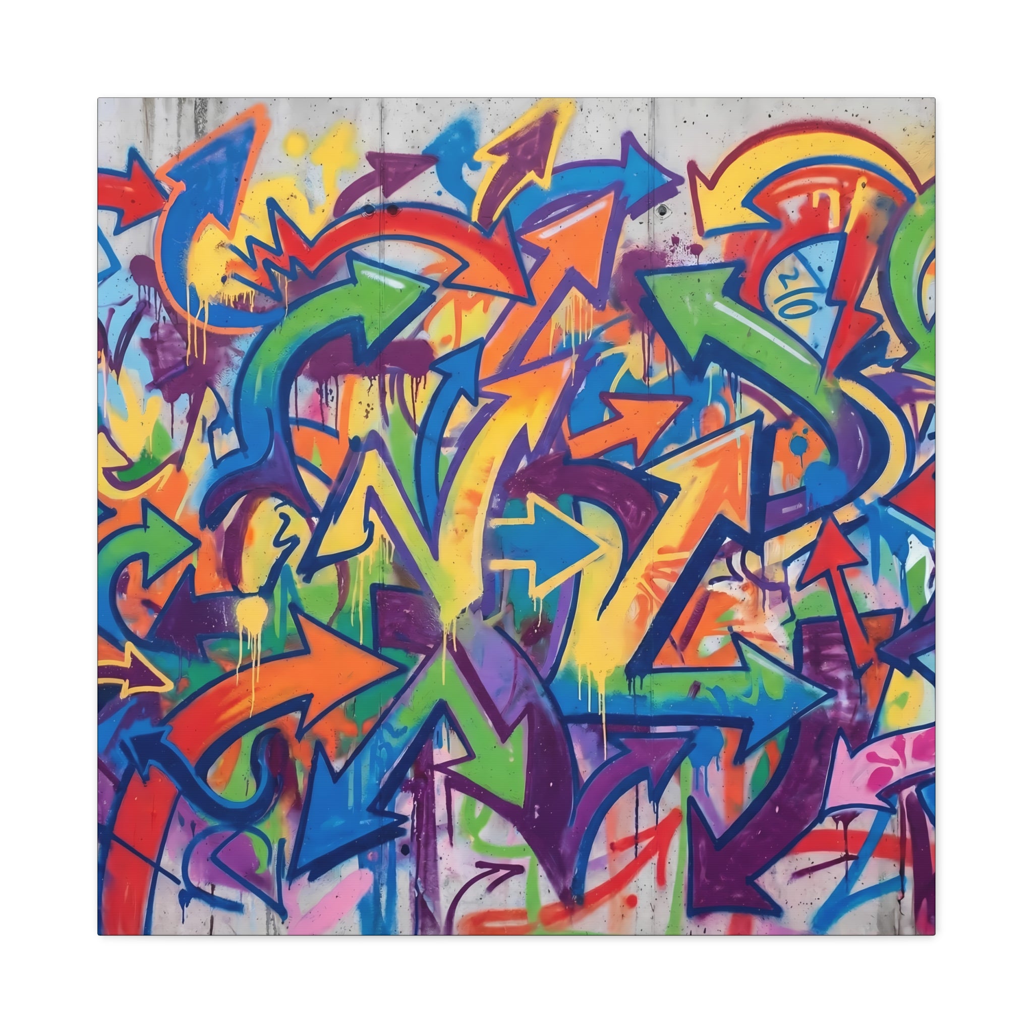 Abstract Arrow Graffiti Canvas Print — Colorful Urban Street Art Wall Decor