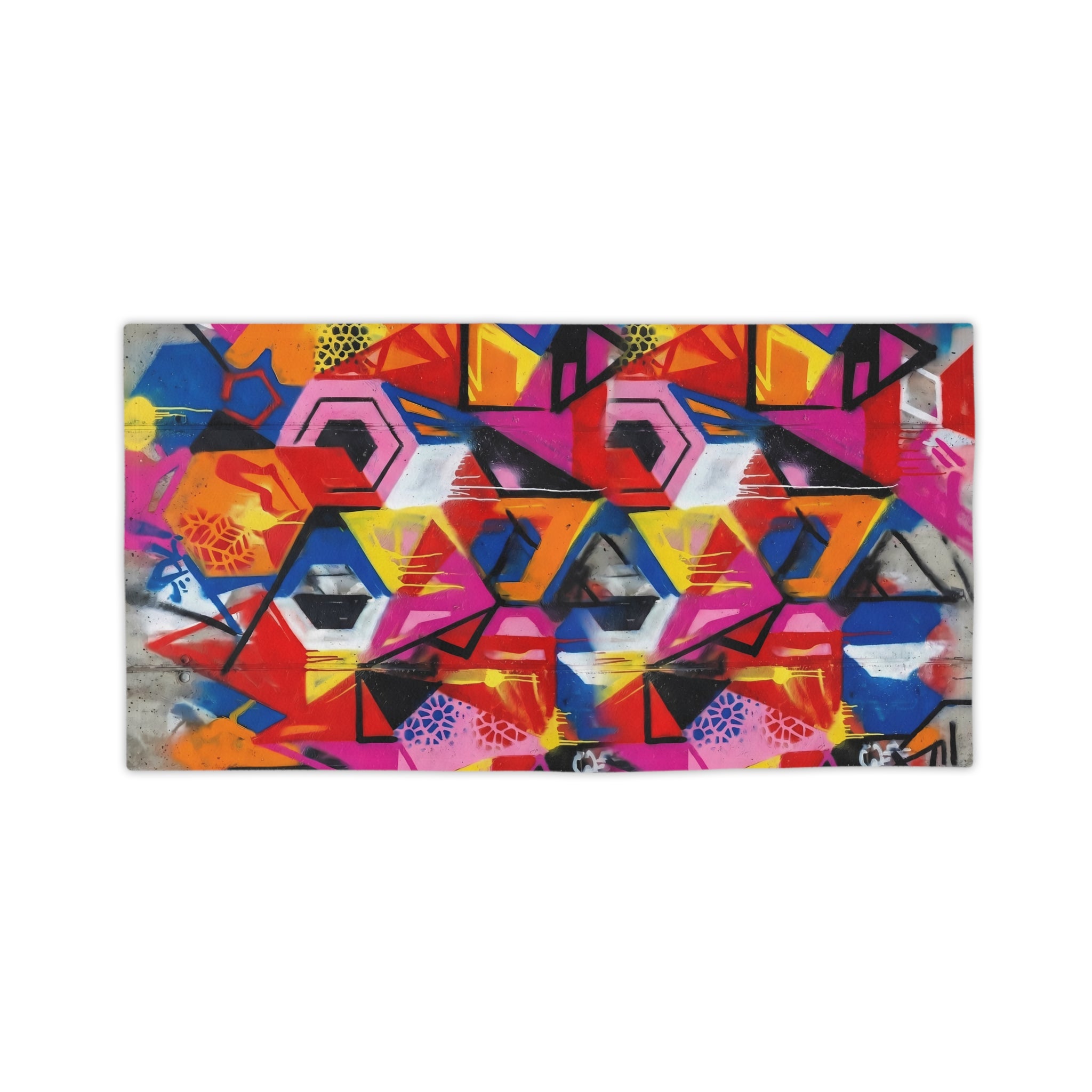 Graffiti Geo Beach Towel — Vibrant Abstract Street Art Design