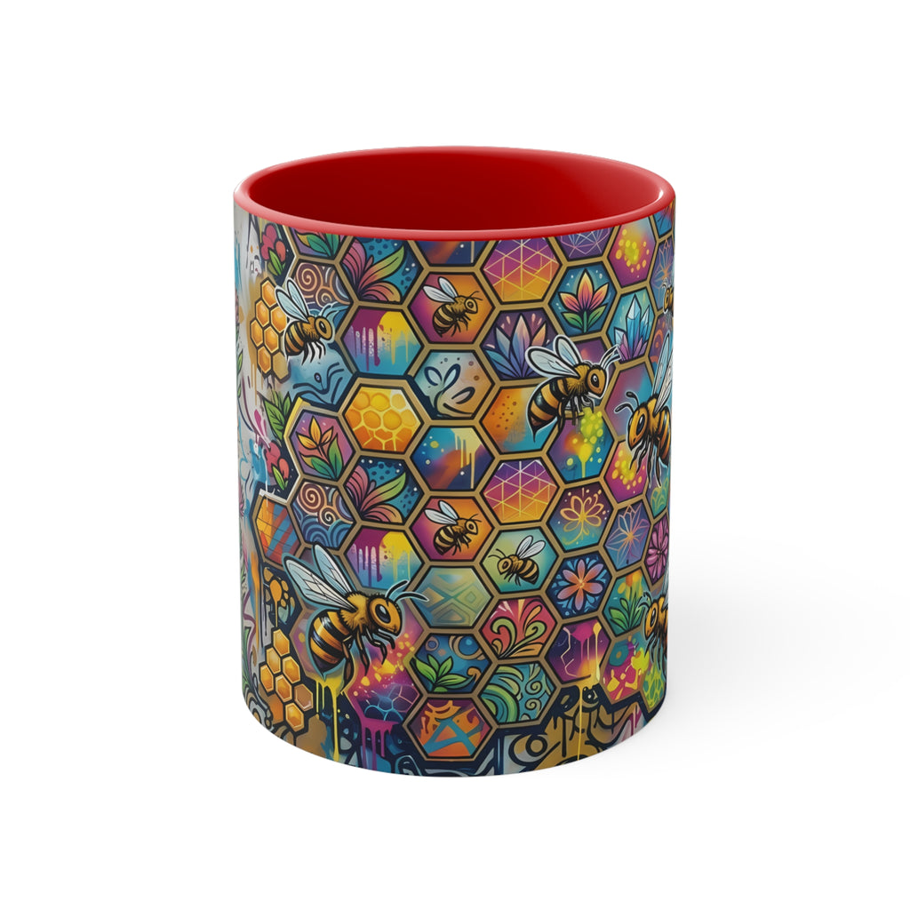 Honeycomb Bees Mug | Urban Art Design Coffee Mug, 11oz Ceramic