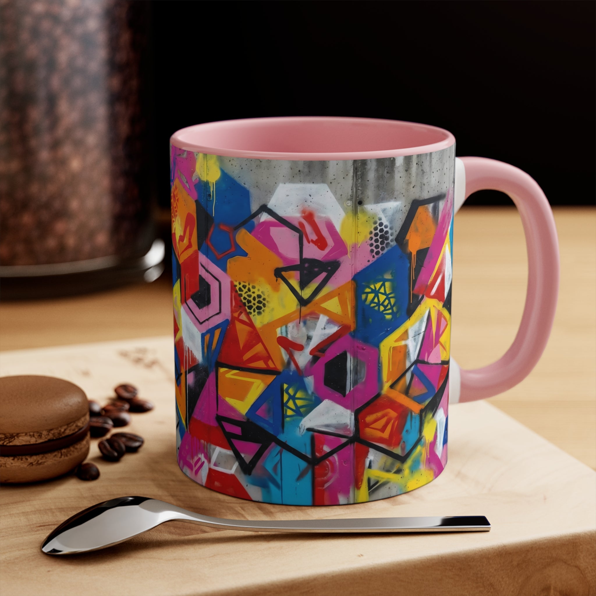 Colorful Geometric Accent Mug — 11oz Vibrant Abstract Coffee Cup