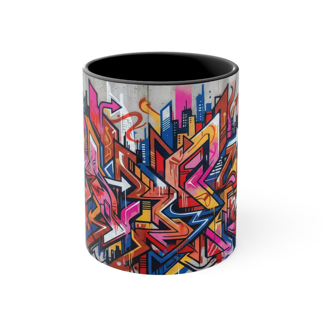 Graffiti Street Art Accent Mug — Colorful Urban Skyline 11oz