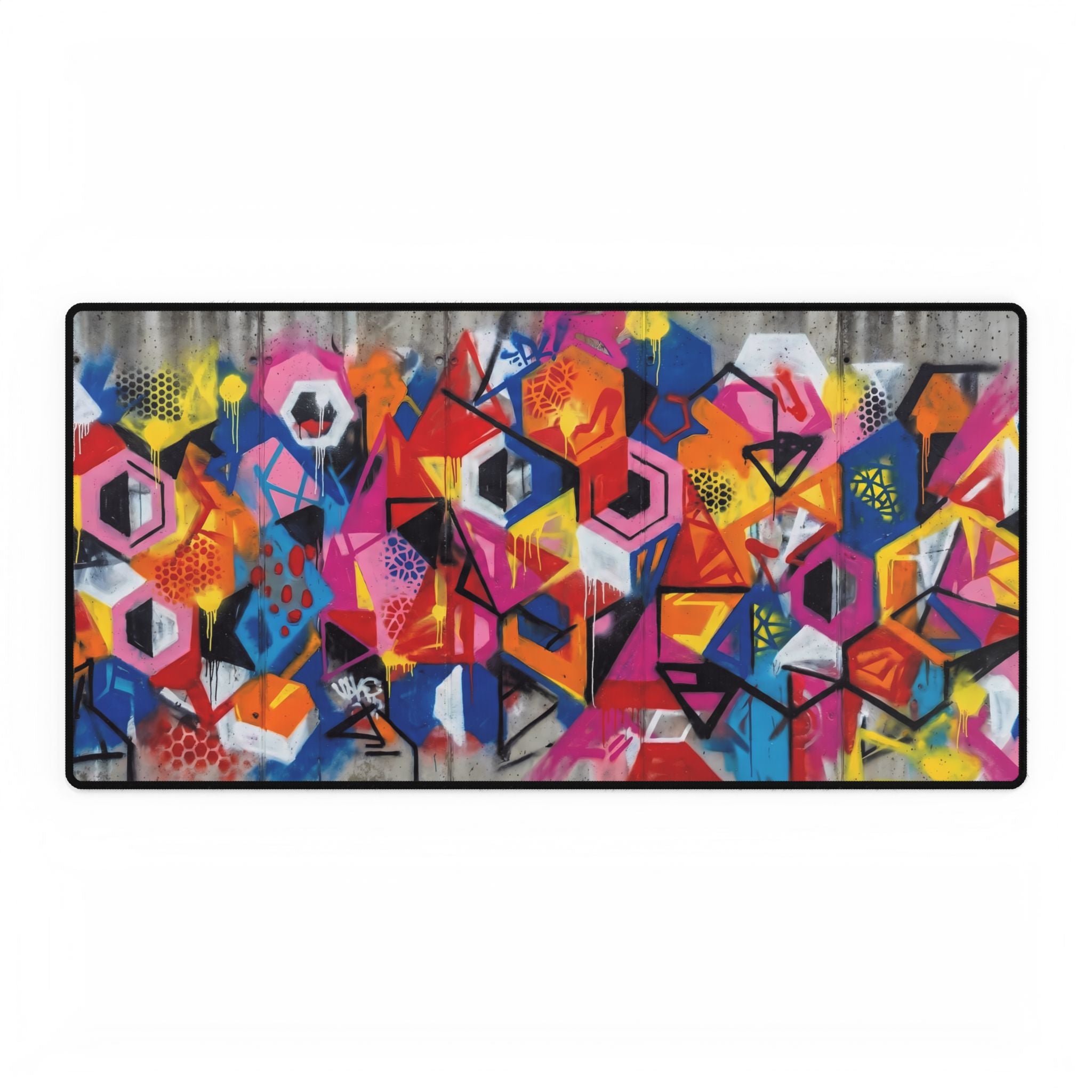Graffiti Geometry Desk Mat — Colorful Urban Art Mouse Pad