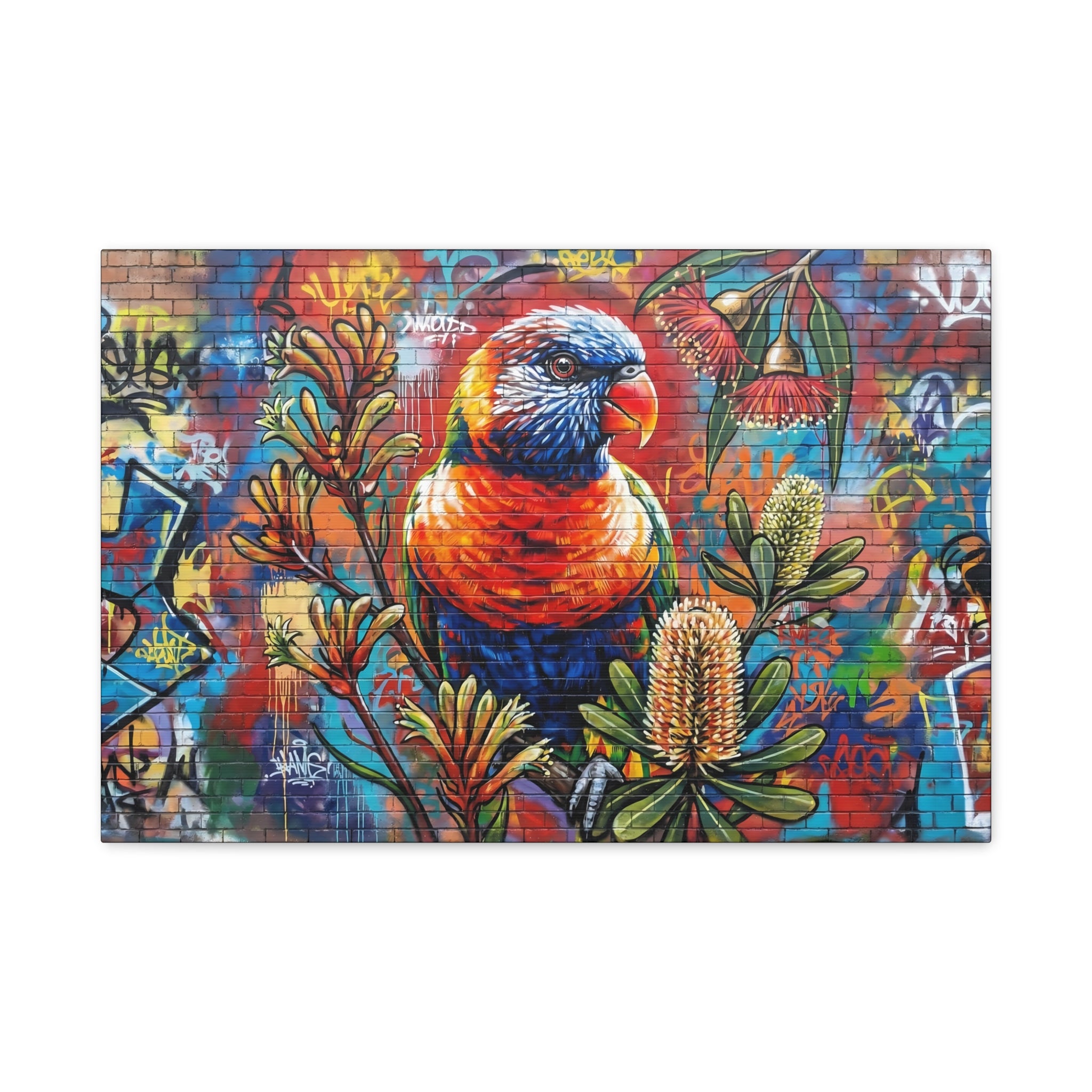 Rainbow Lorikeet Graffiti Canvas Print — Urban Bird Wall Art