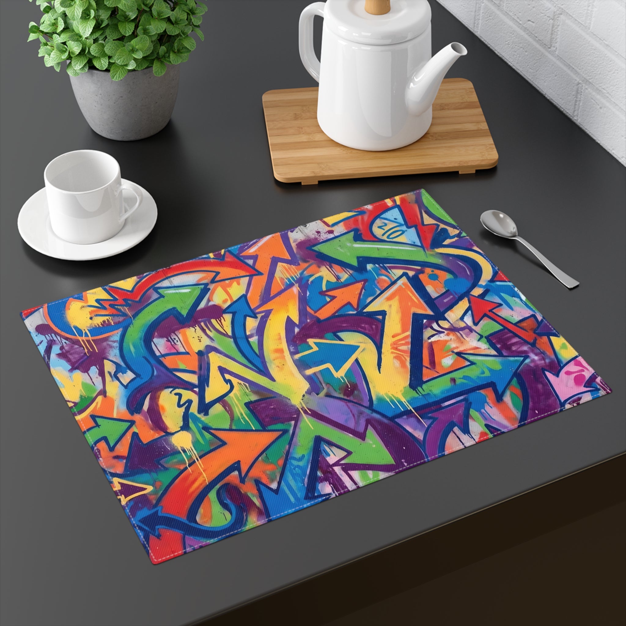 Graffiti Arrow Placemat — Colorful Urban Street Art Table Mat