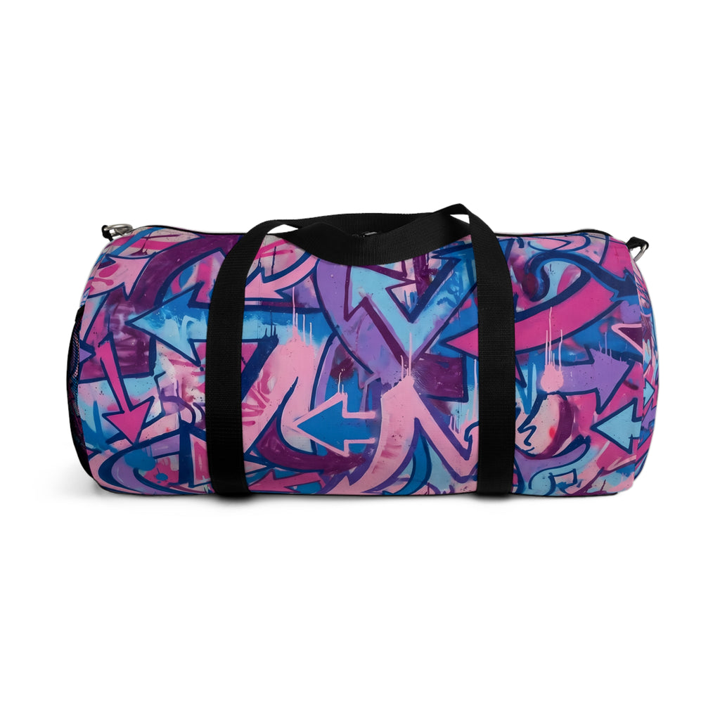 Pink & Blue Graffiti Duffel Bag — Urban Street Art Travel Gym Bag