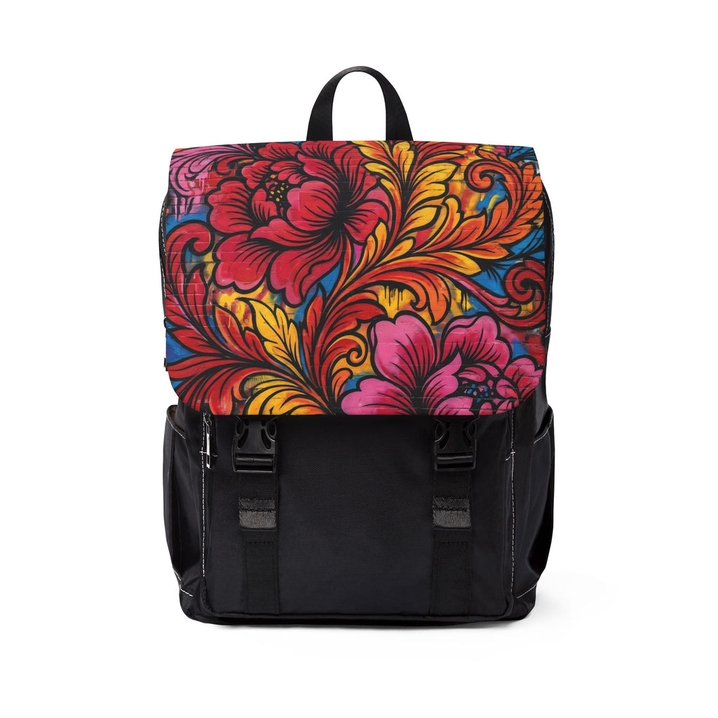 Floral Boho Backpack — Colorful Hand-Painted Flower Shoulder Bag