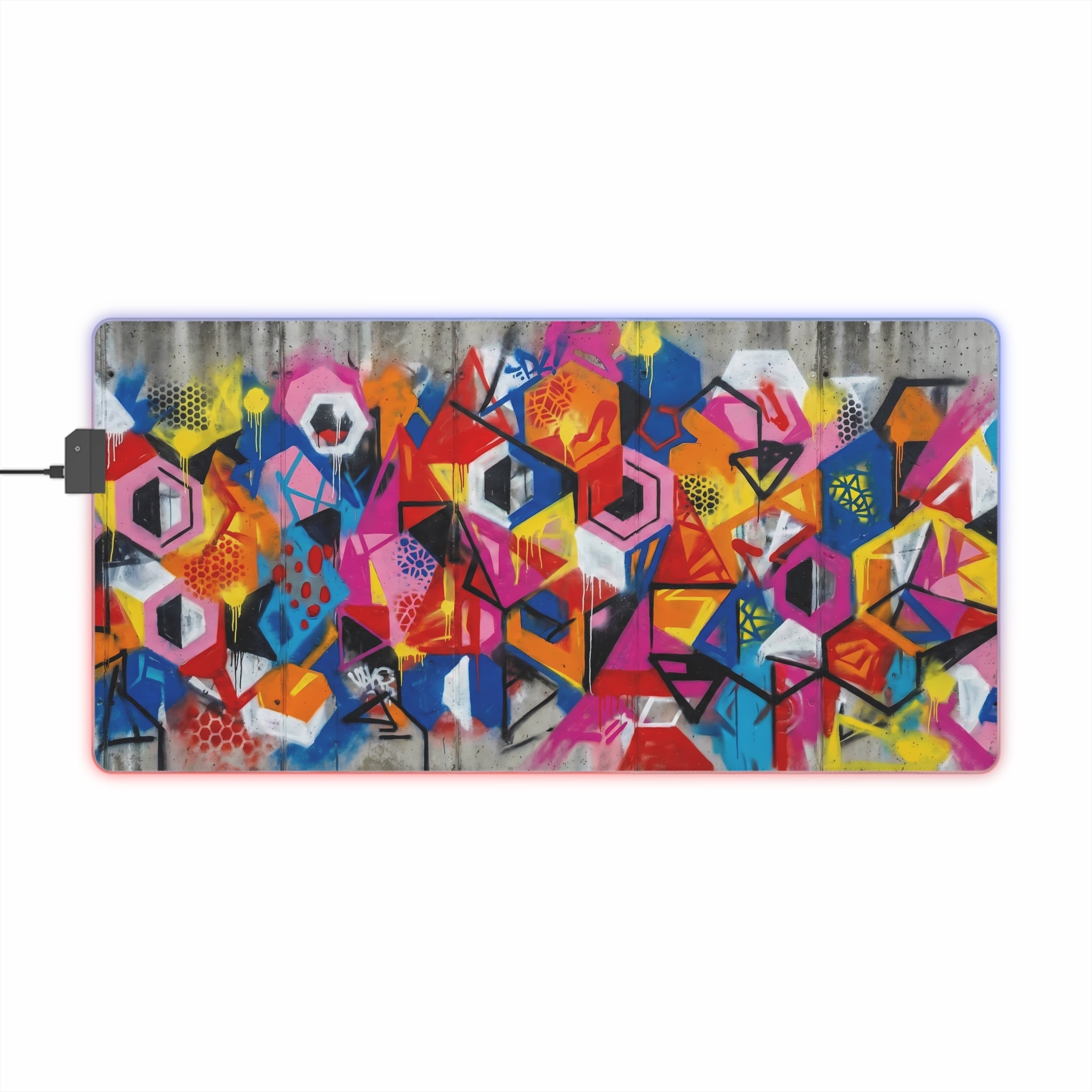 LED Gaming Desk Mat — RGB Illuminated Graffiti Art Mouse Pad