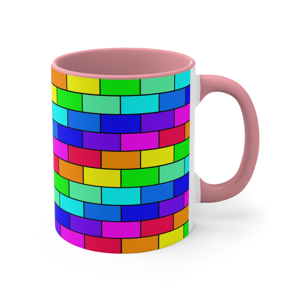 Colorful Accent Mug — Rainbow Brick Wall, 11oz