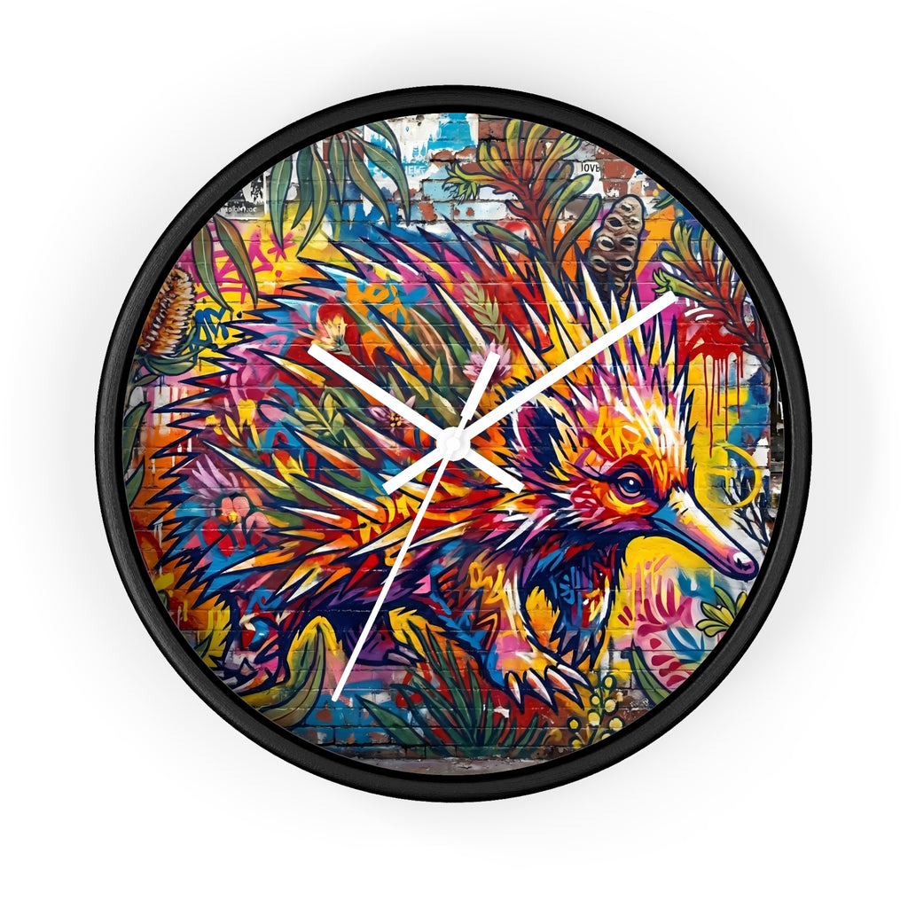 Echidna Graffiti Wall Clock — Urban Street Art Timepiece