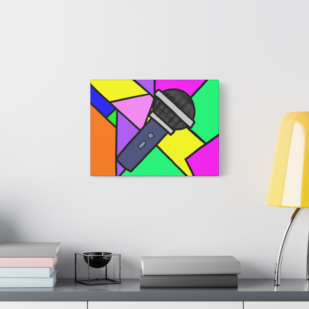 Classic Matte Canvas Pop Art Microphone — Vibrant Wall Art